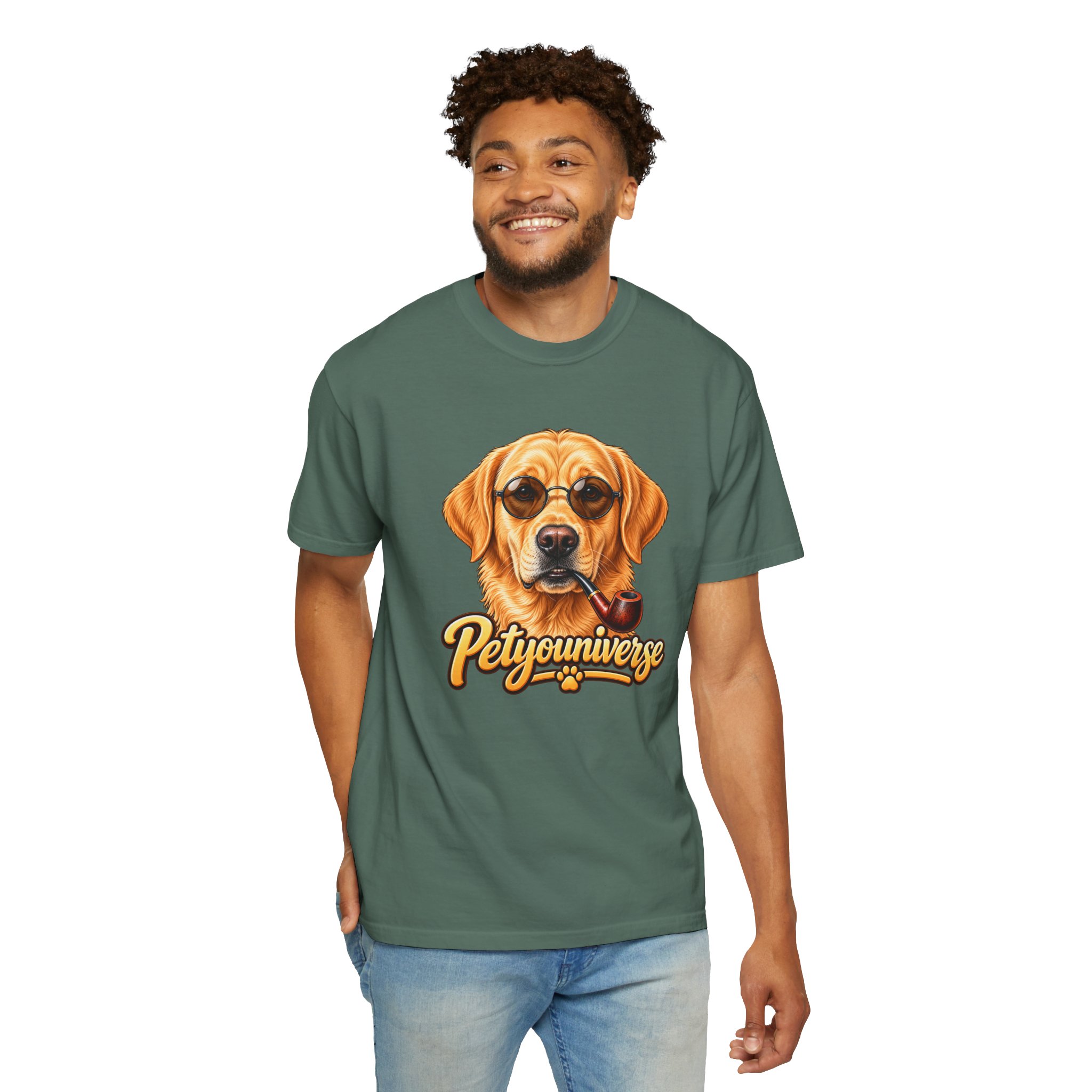 Dog Graphic T-Shirt — 'PetYoUniverse' Yellow Lab Portrait Tee - Image 88