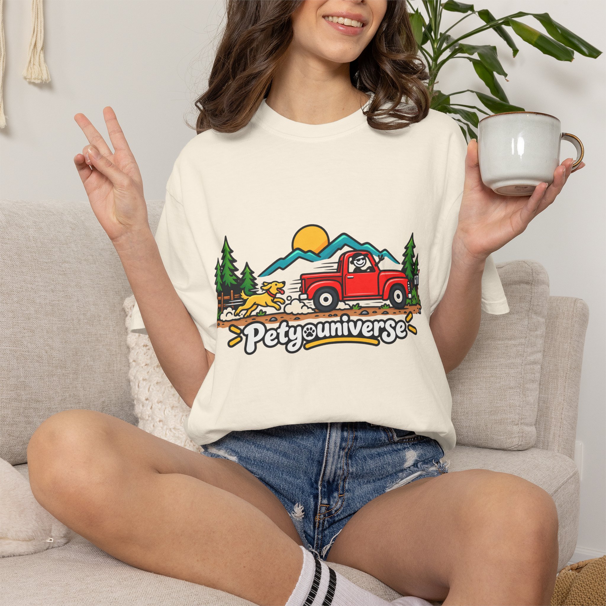 Petyuniverse Retro Truck & Dog Graphic T-Shirt - Image 3