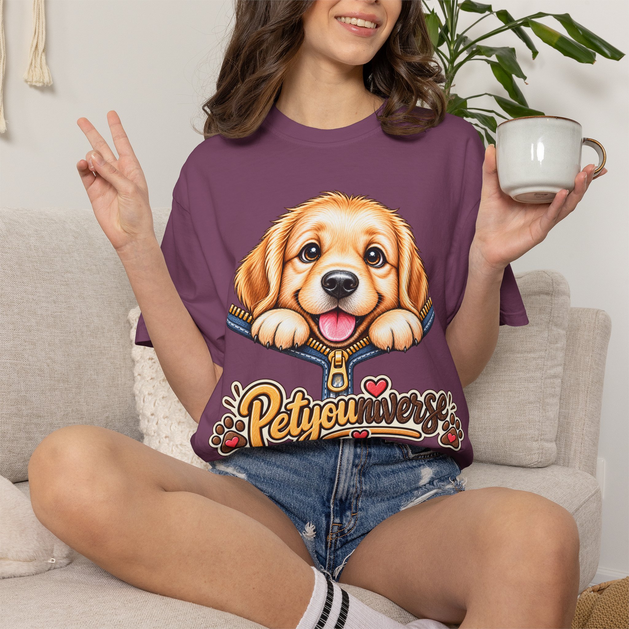 Golden Retriever Puppy "PetYoUniverse" T-Shirt - Image 120