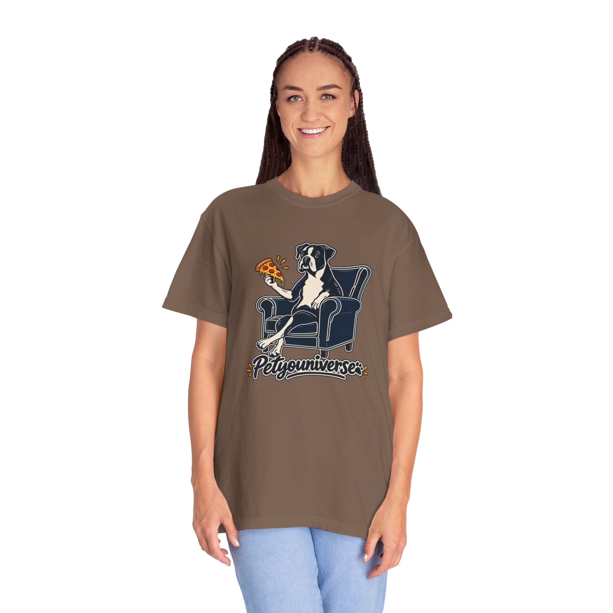 T-Shirt — PetYoUniverse Dog on Armchair with Pizza Graphic - Image 32