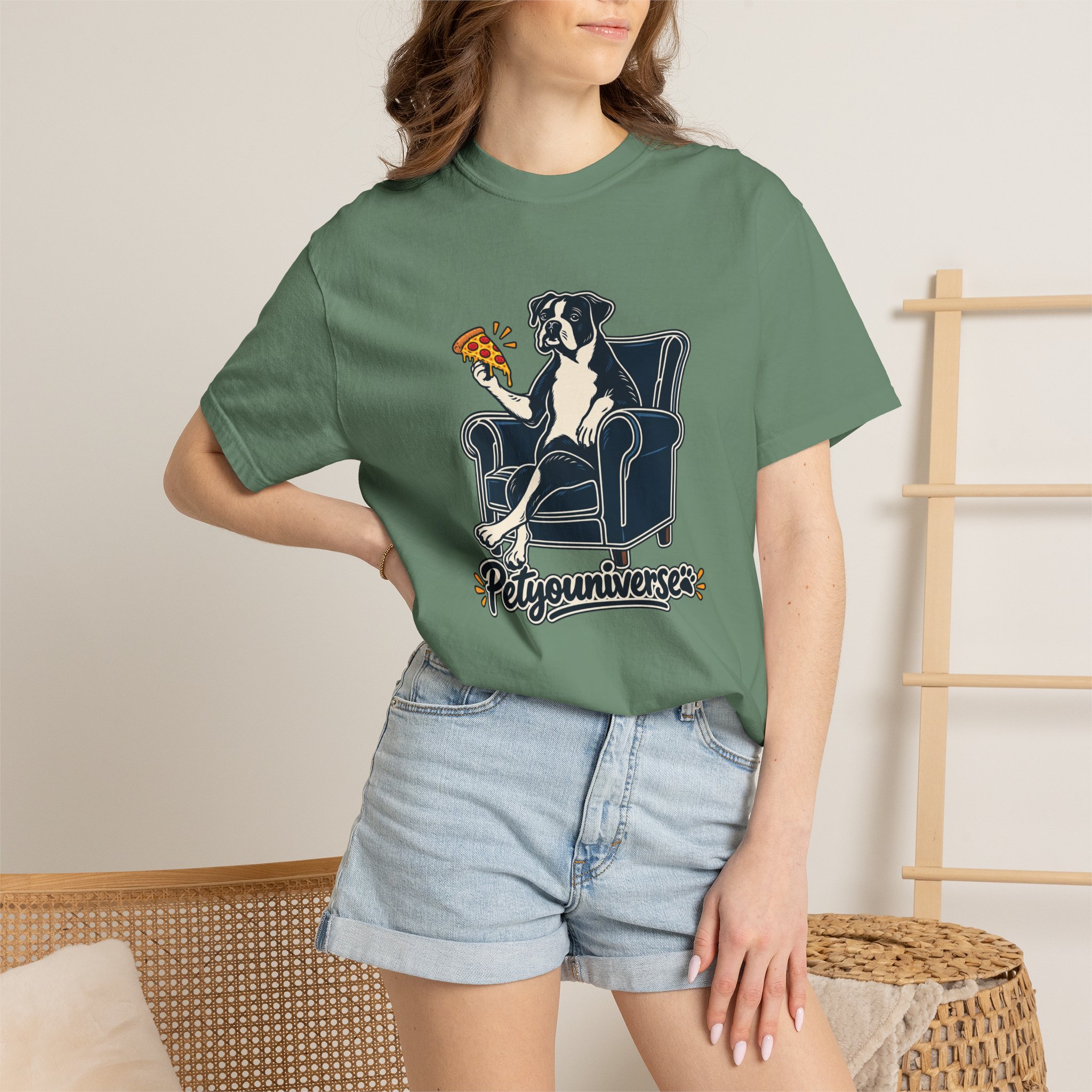 T-Shirt — PetYoUniverse Dog on Armchair with Pizza Graphic - Image 83
