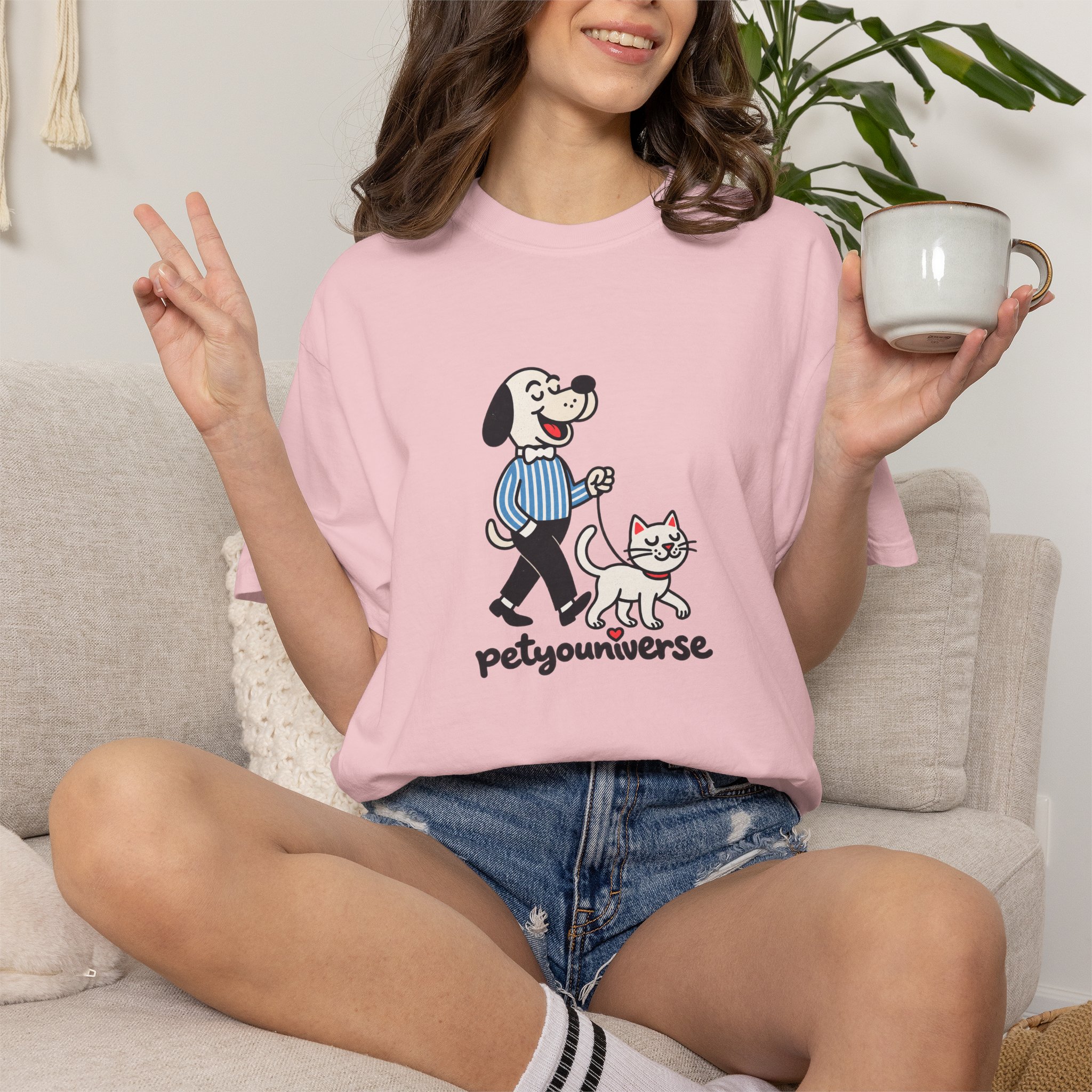 PetYouniverse Walking Dog & Cat Tee — Cute Retro Pet Graphic T-Shirt - Image 93