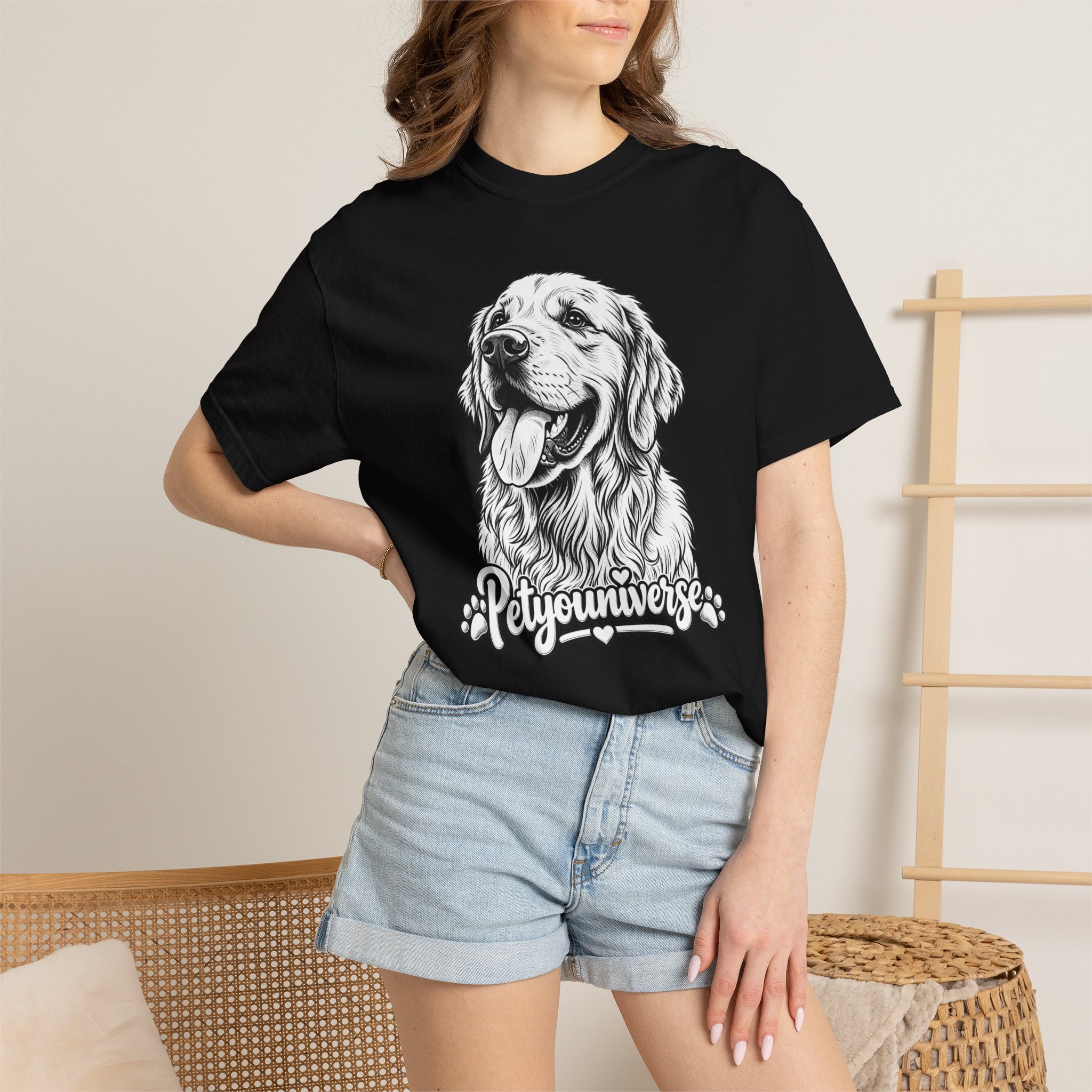 PetYoUniverse Golden Retriever Graphic T-Shirt — Cute Dog Portrait Tee - Image 83