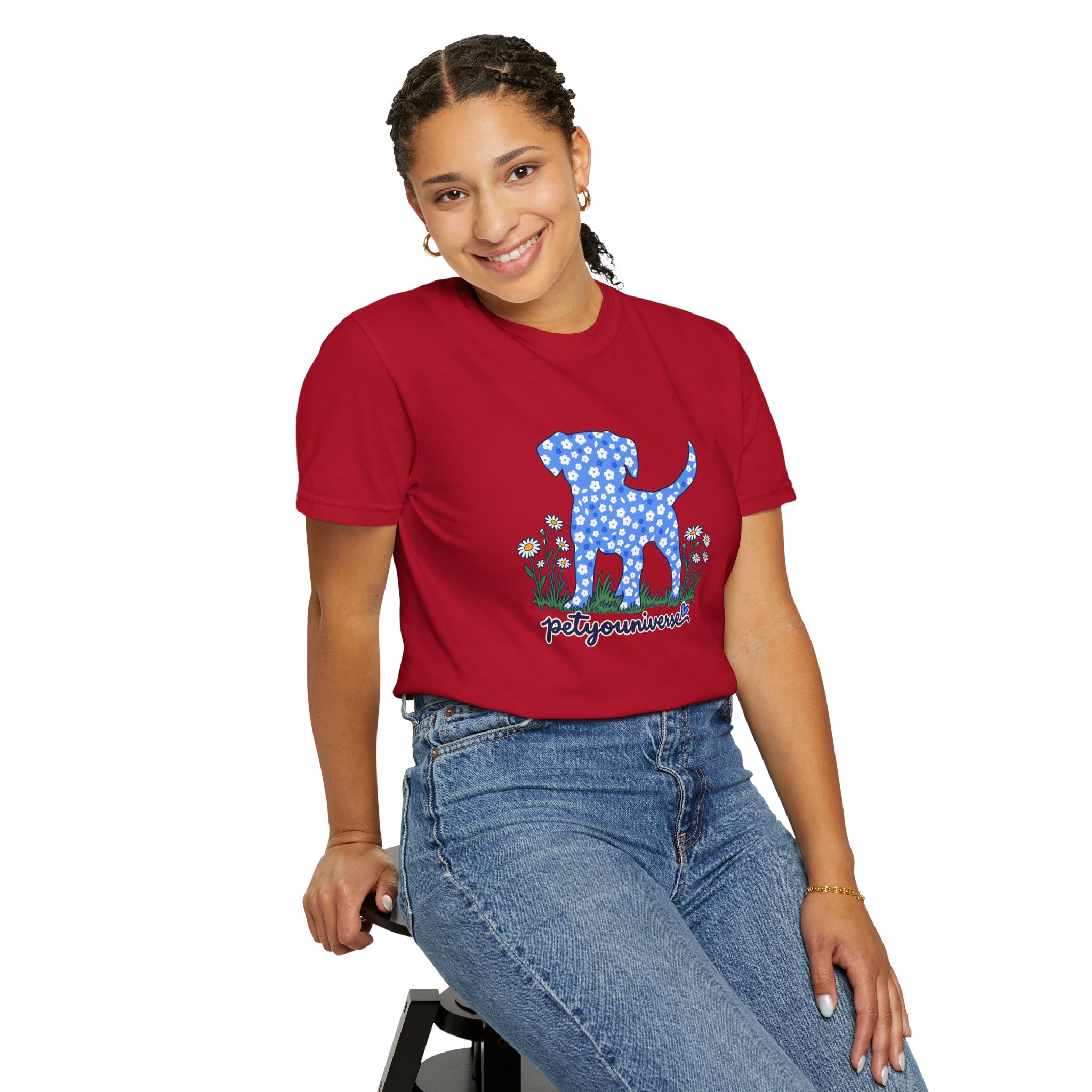 Dog Silhouette Floral T‑Shirt — "PetYoUniverse" Graphic Tee - Image 93
