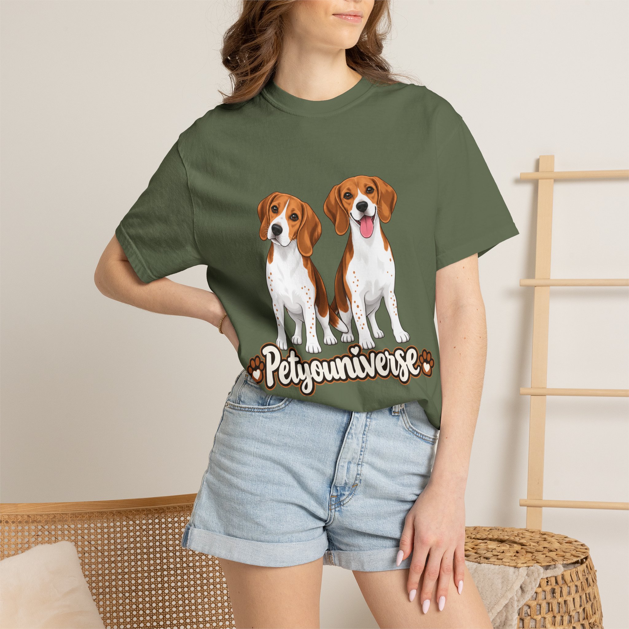Beagle Lovers T-Shirt — 'PetYoUniverse' Cute Cartoon Duo Dog Tee - Image 47