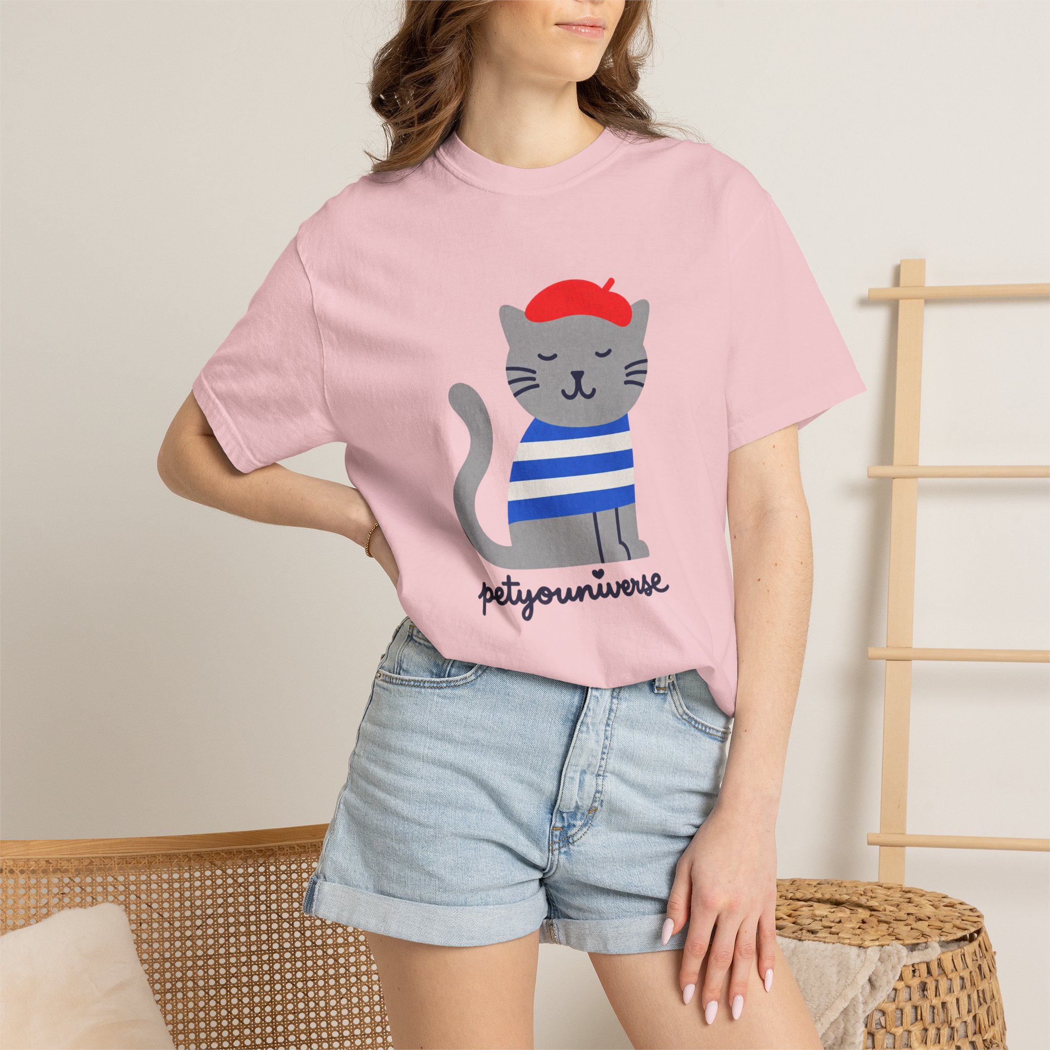 Cat Graphic T-Shirt — "petiyouniverse" Cute French Cat Tee - Image 101