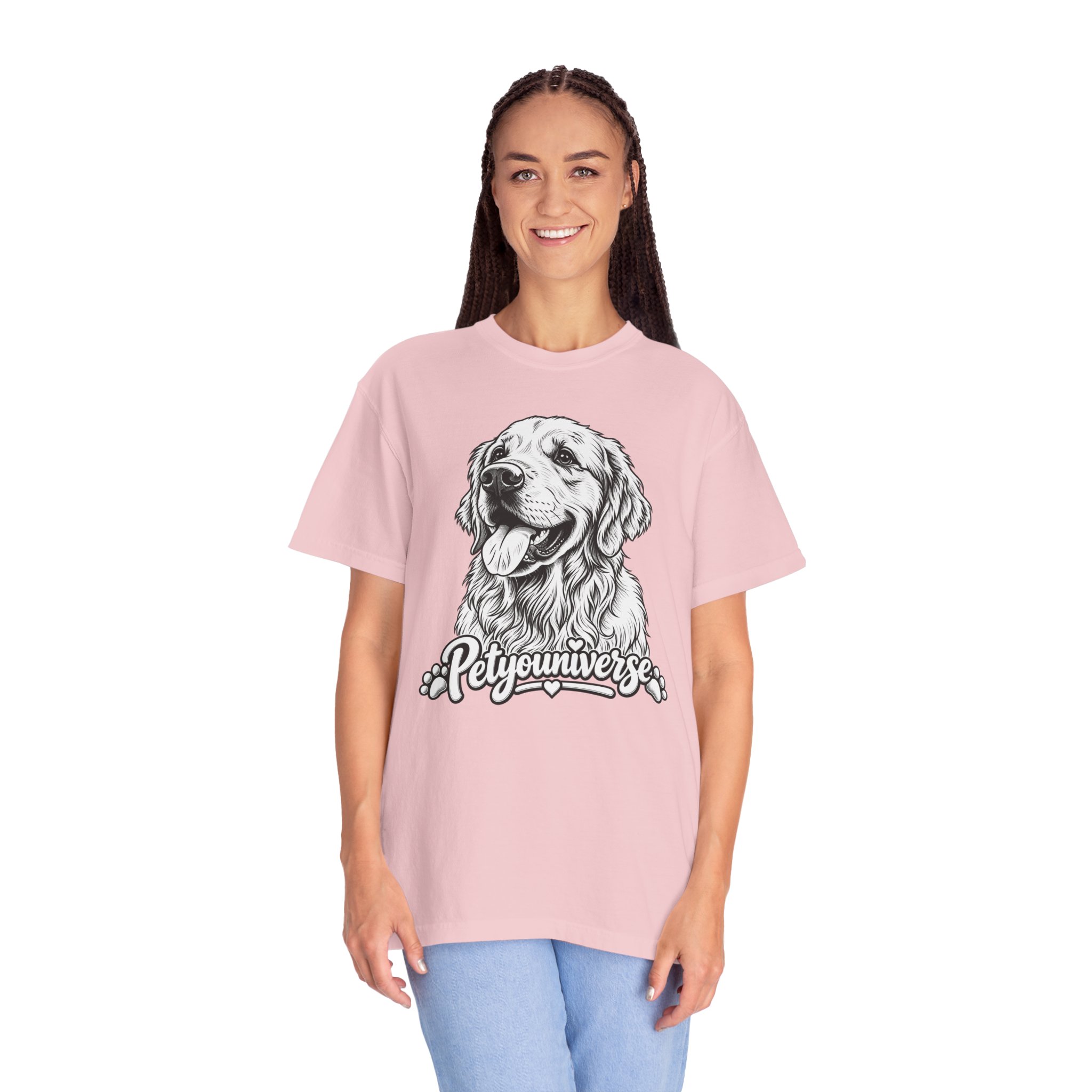 PetYoUniverse Golden Retriever Graphic T-Shirt — Cute Dog Portrait Tee - Image 95