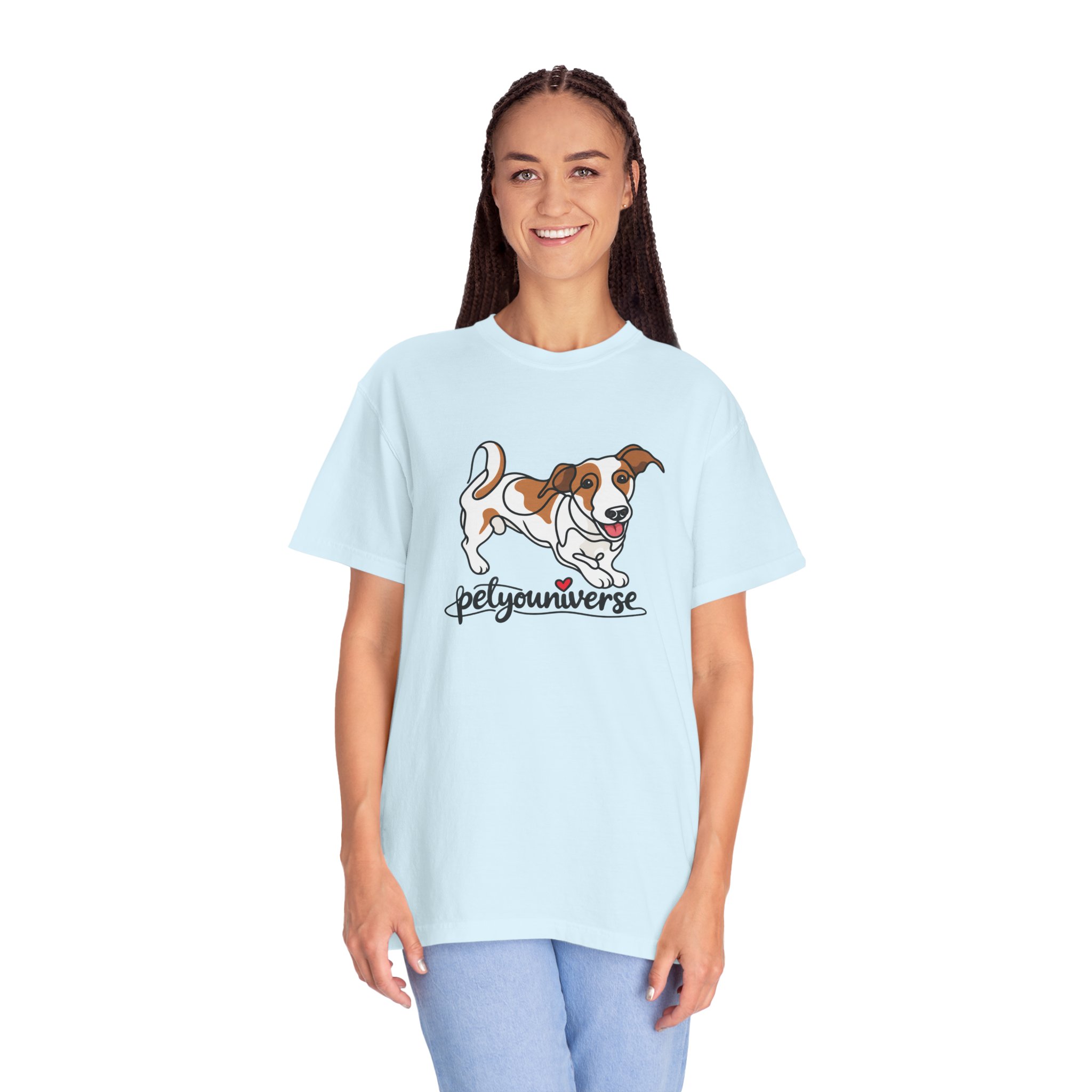 Dog Cartoon T-Shirt — "PetYoUniverse" Playful Jack Russell Tee - Image 86