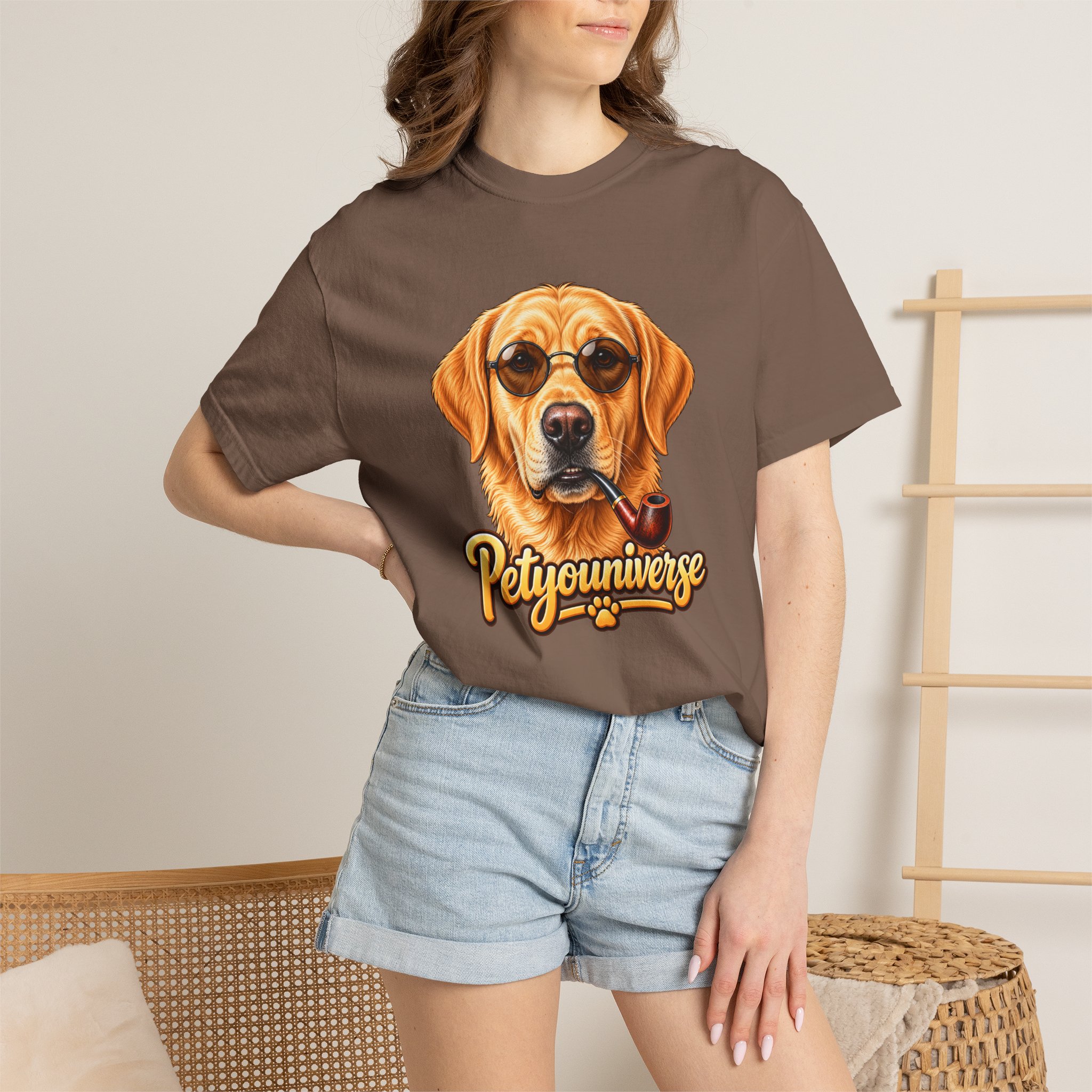 Dog Graphic T-Shirt — 'PetYoUniverse' Yellow Lab Portrait Tee - Image 47