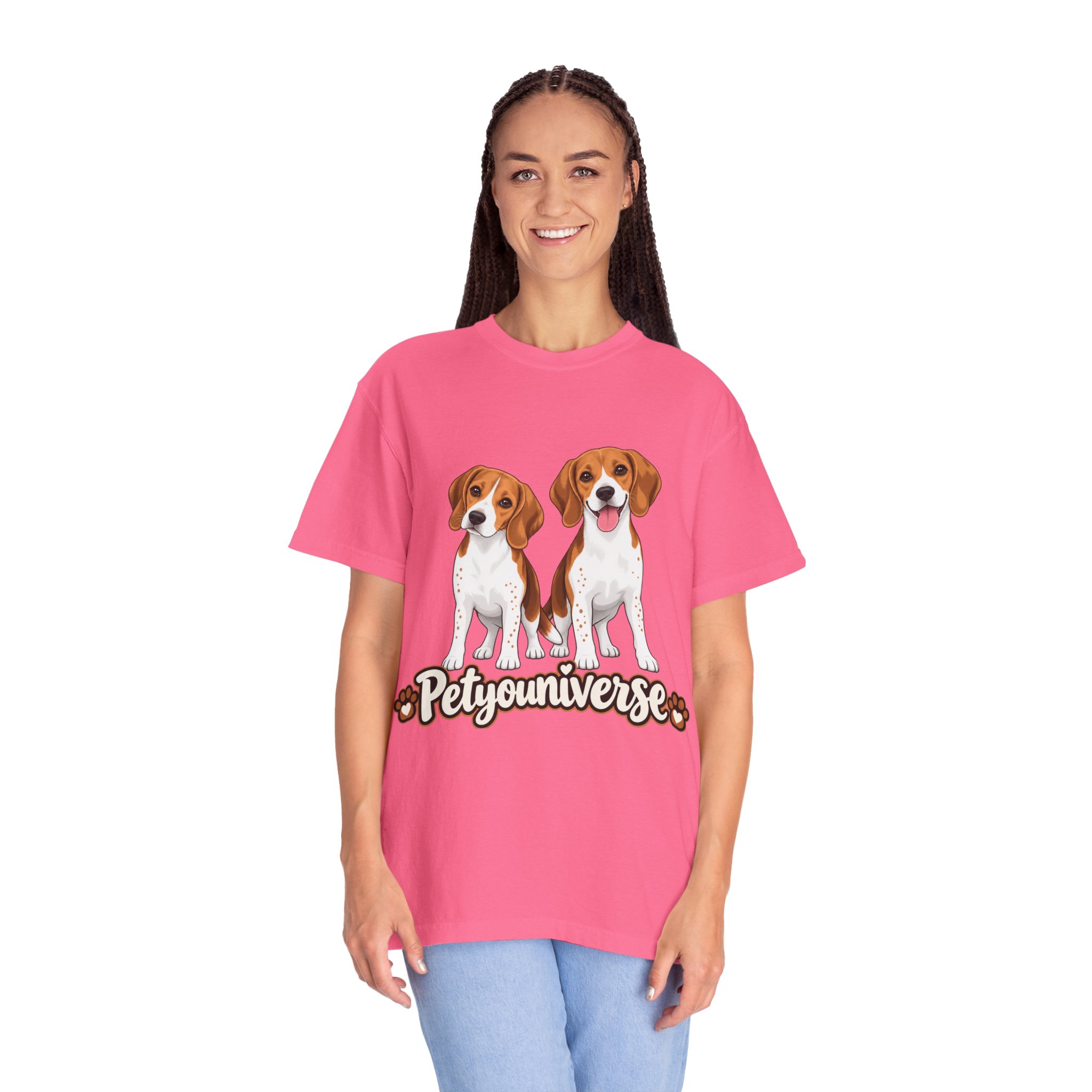 Beagle Lovers T-Shirt — 'PetYoUniverse' Cute Cartoon Duo Dog Tee - Image 86