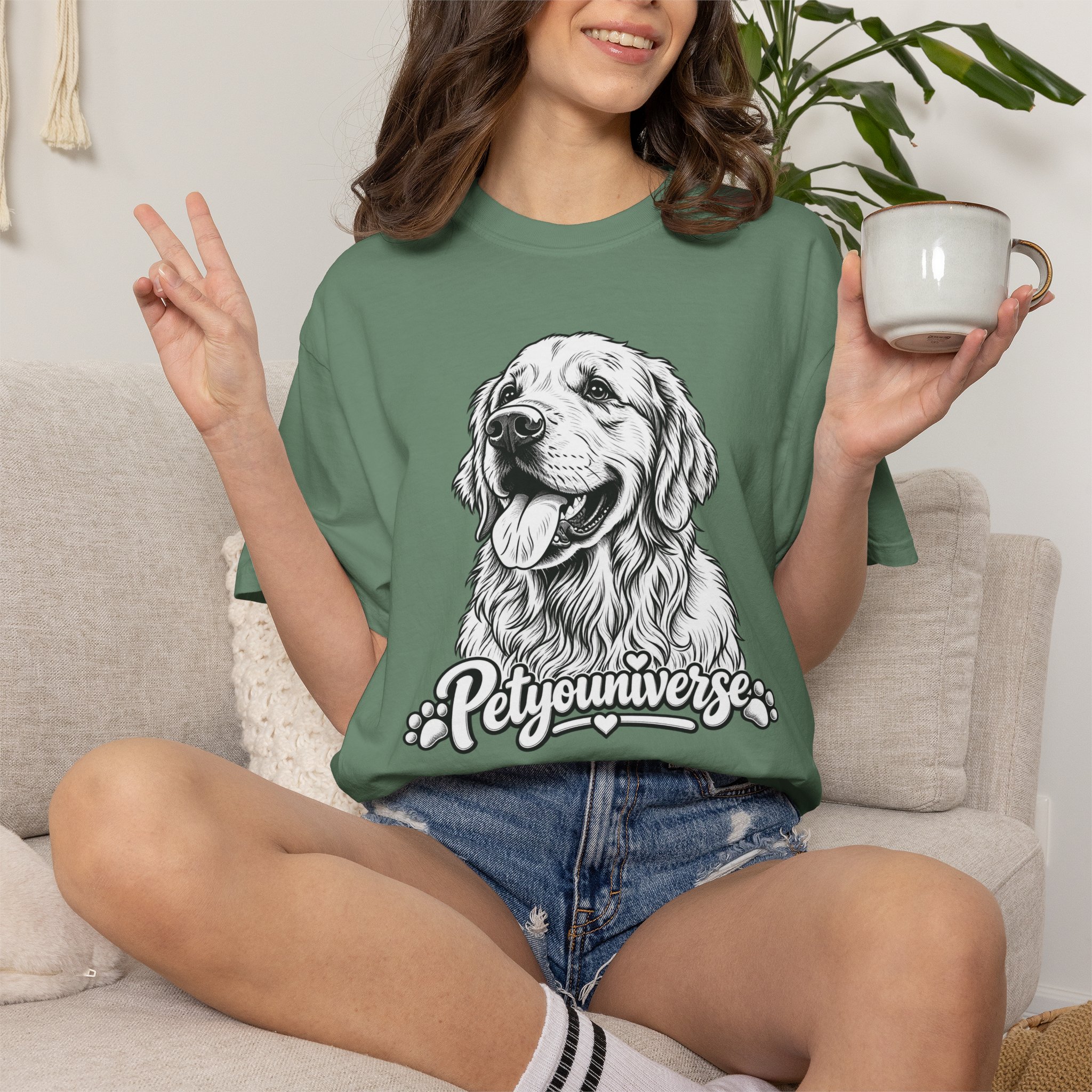 PetYoUniverse Golden Retriever Graphic T-Shirt — Cute Dog Portrait Tee - Image 57