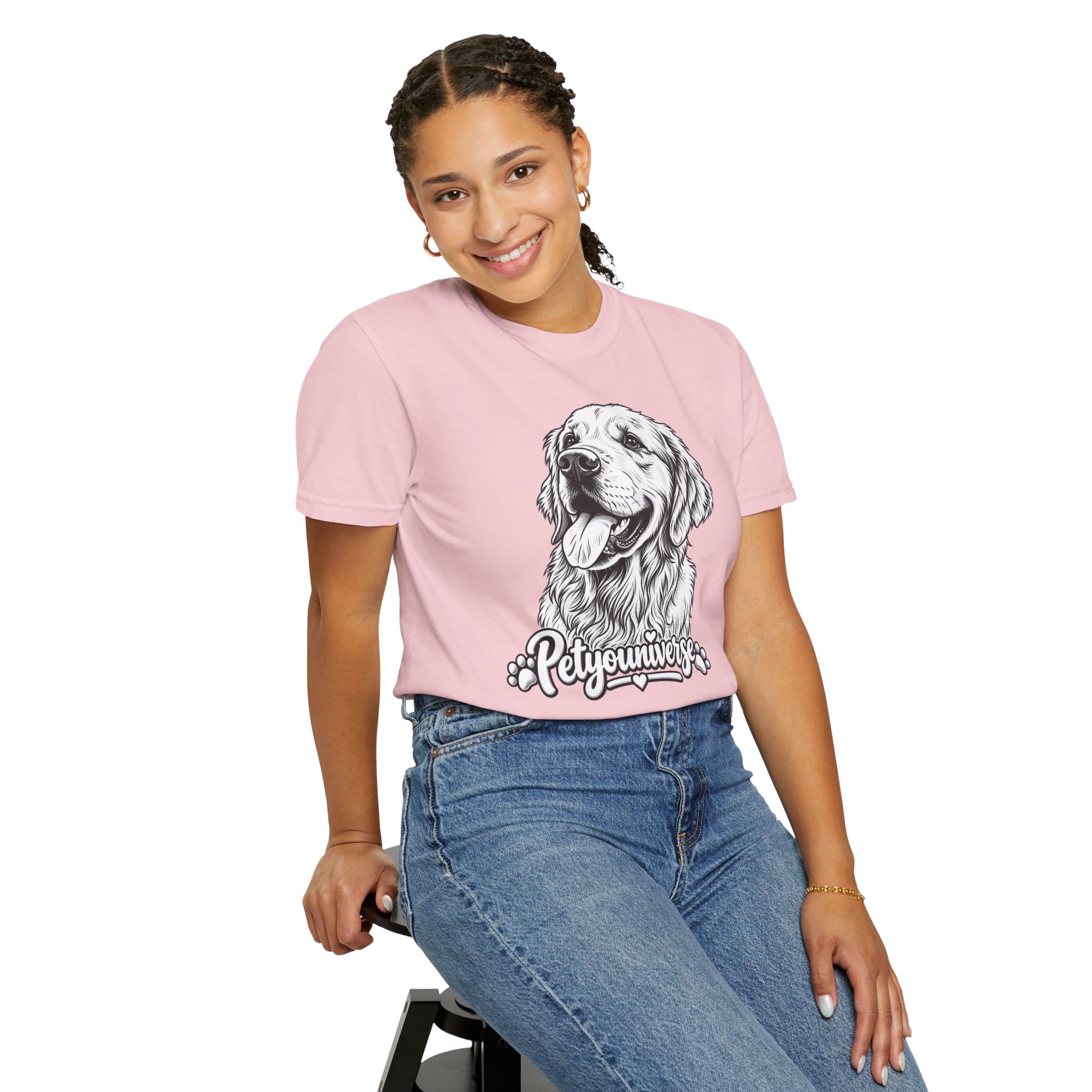 PetYoUniverse Golden Retriever Graphic T-Shirt — Cute Dog Portrait Tee - Image 96