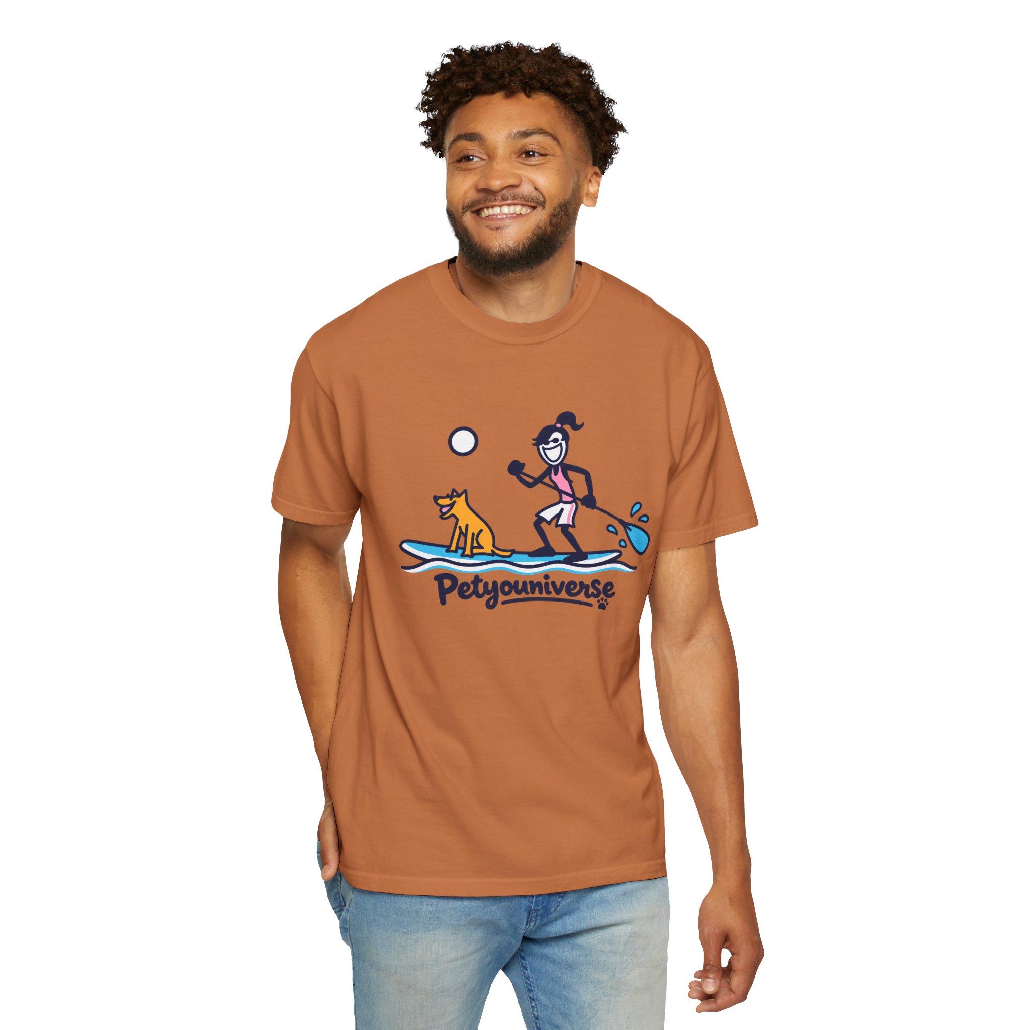 Paddleboarding Pup Graphic T-Shirt — "Petyouniverse" Dog & Owner Paddleboard Tee - Image 30