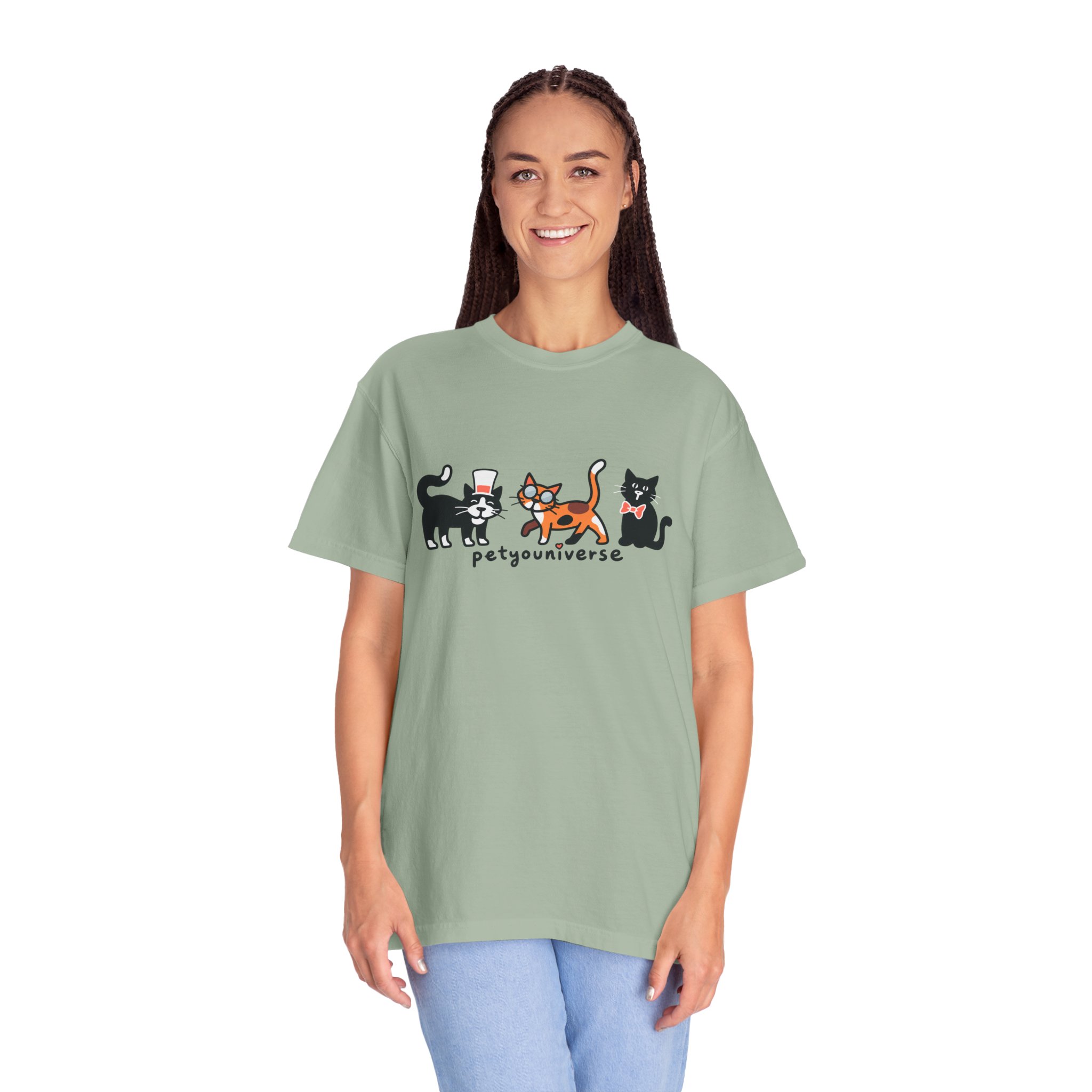 Cat Crew Graphic T-Shirt — "petgouriverse" Cute Cartoon Cats Tee - Image 41