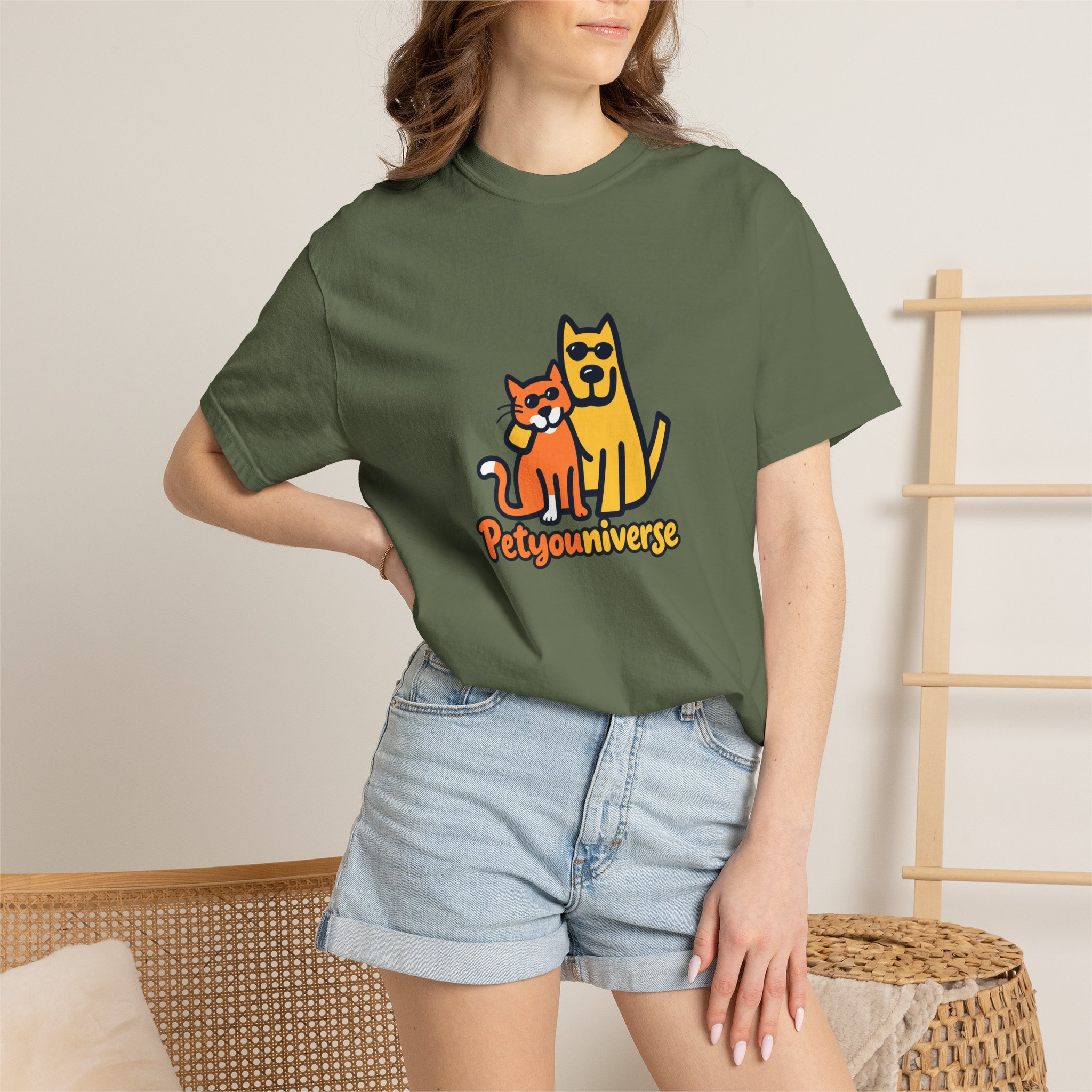 PetyoUniverse Cute Cat & Dog Graphic T-Shirt — Vintage Garment-Dyed Tee for Pet Lovers - Image 56