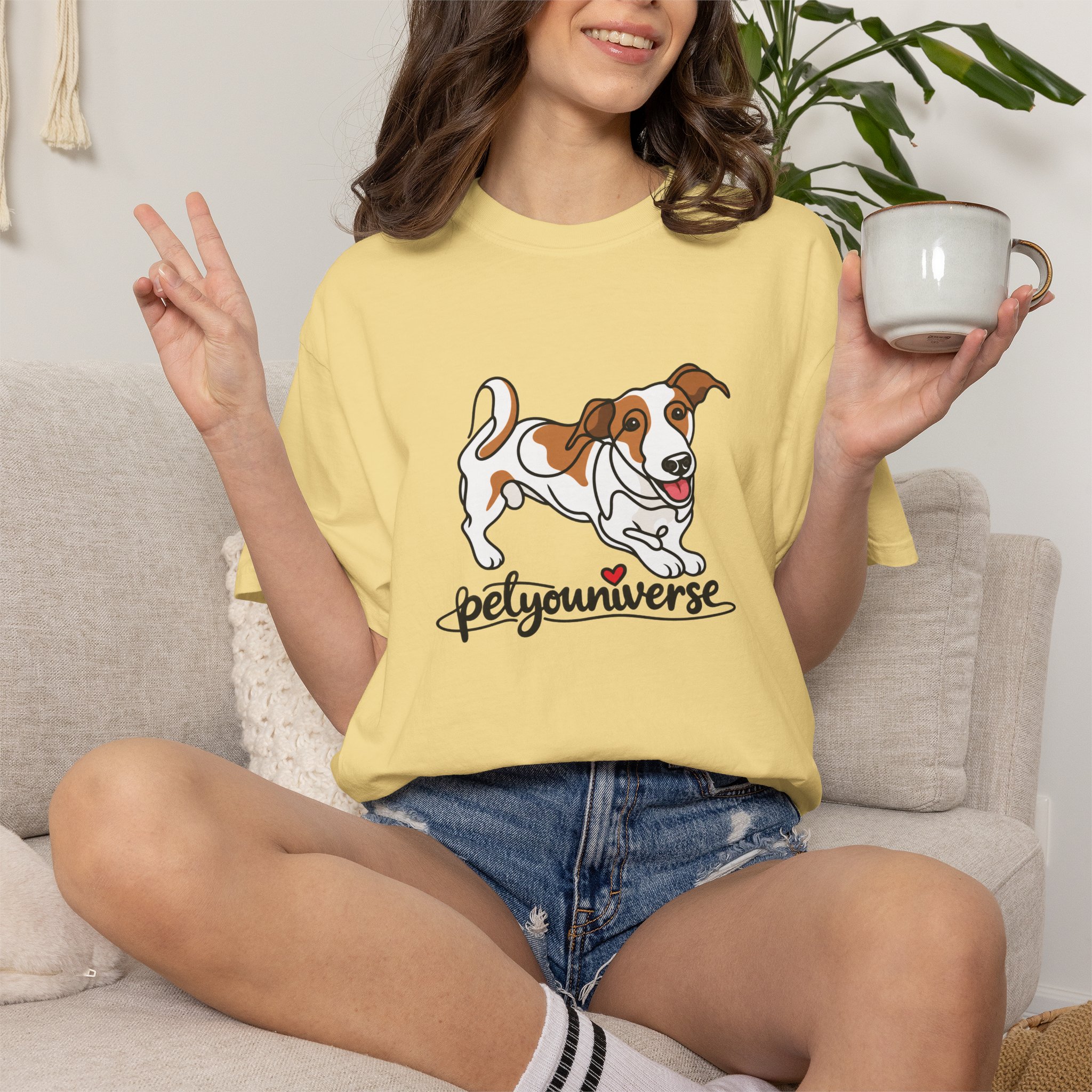 Dog Cartoon T-Shirt — "PetYoUniverse" Playful Jack Russell Tee - Image 39