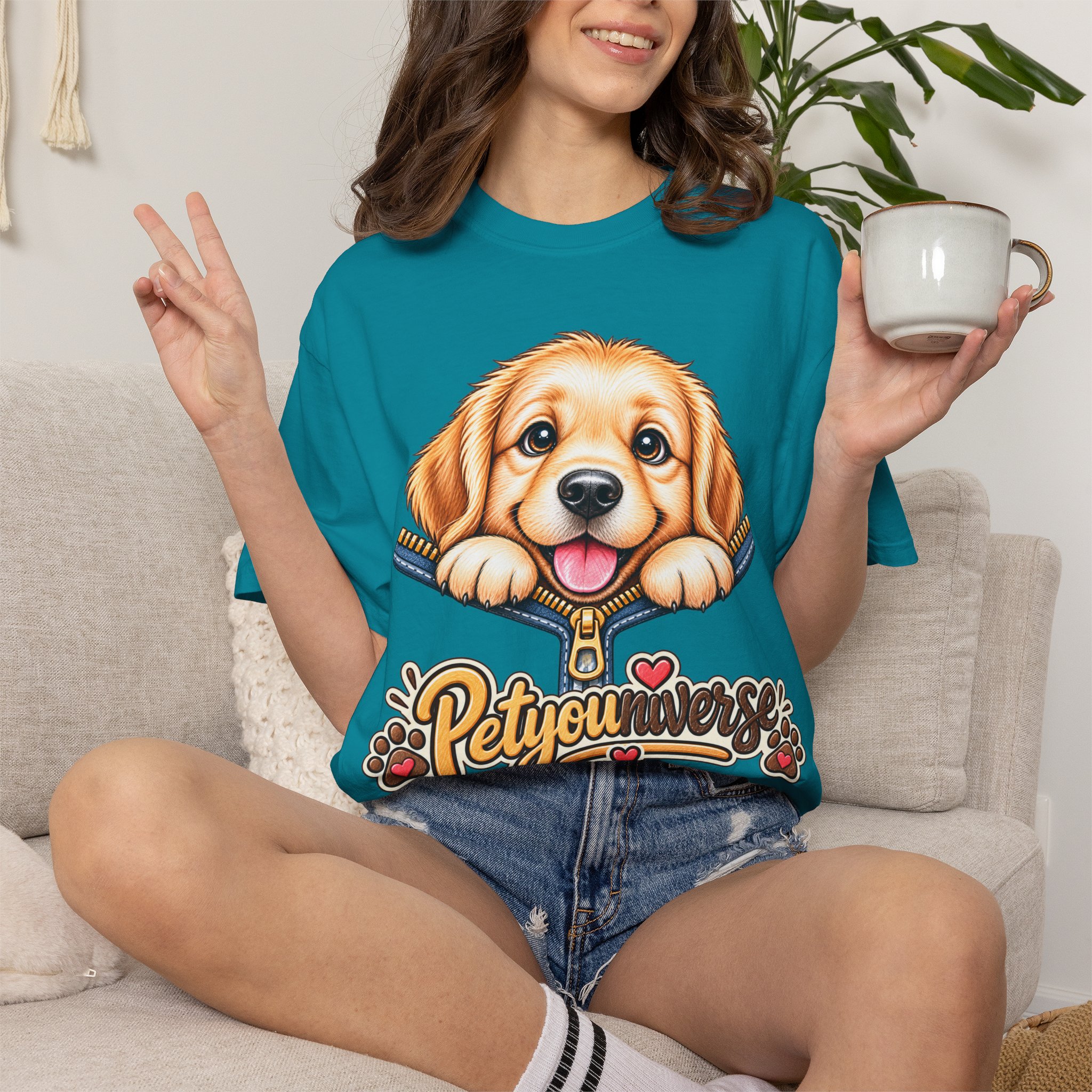 Golden Retriever Puppy "PetYoUniverse" T-Shirt - Image 93