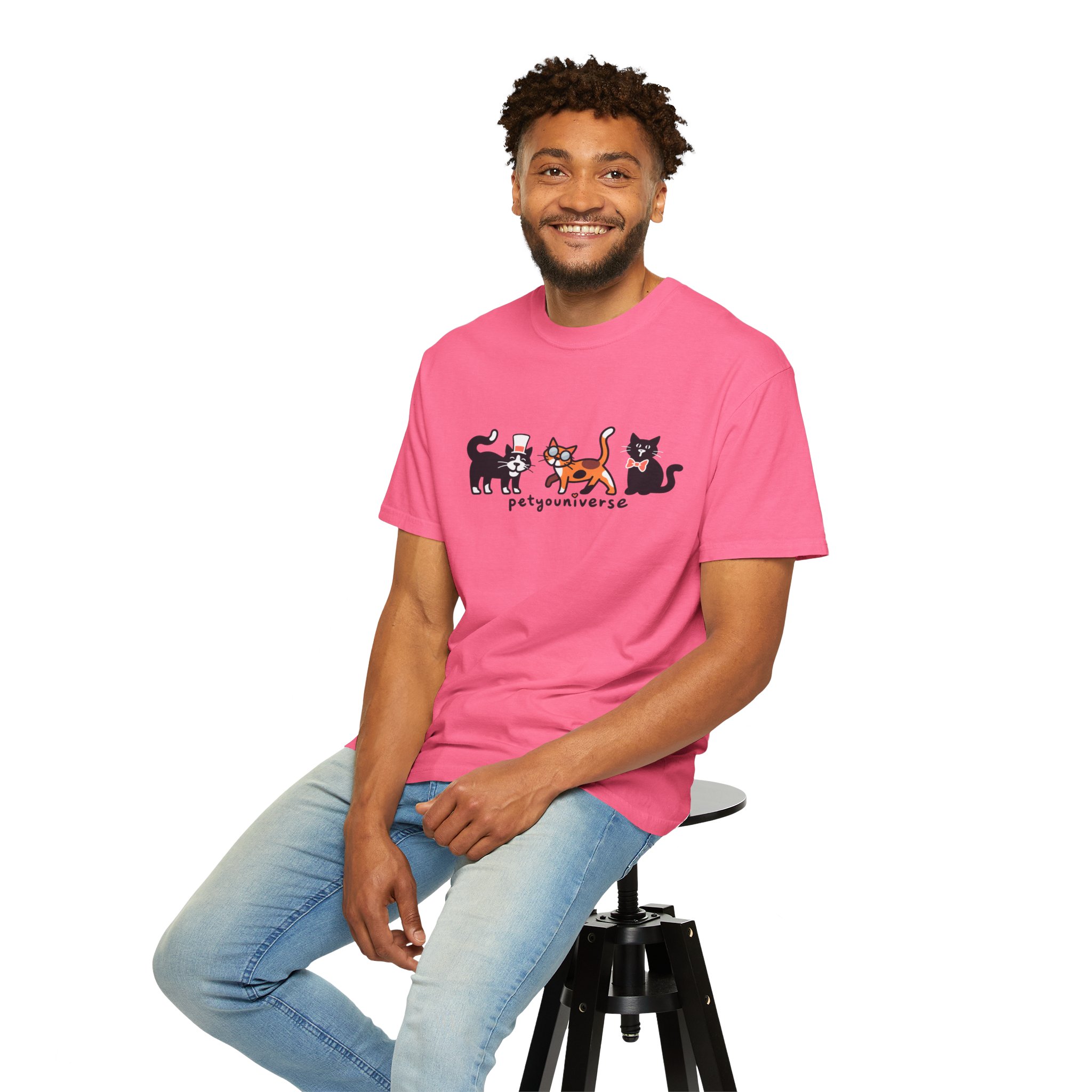 Cat Crew Graphic T-Shirt — "petgouriverse" Cute Cartoon Cats Tee - Image 89