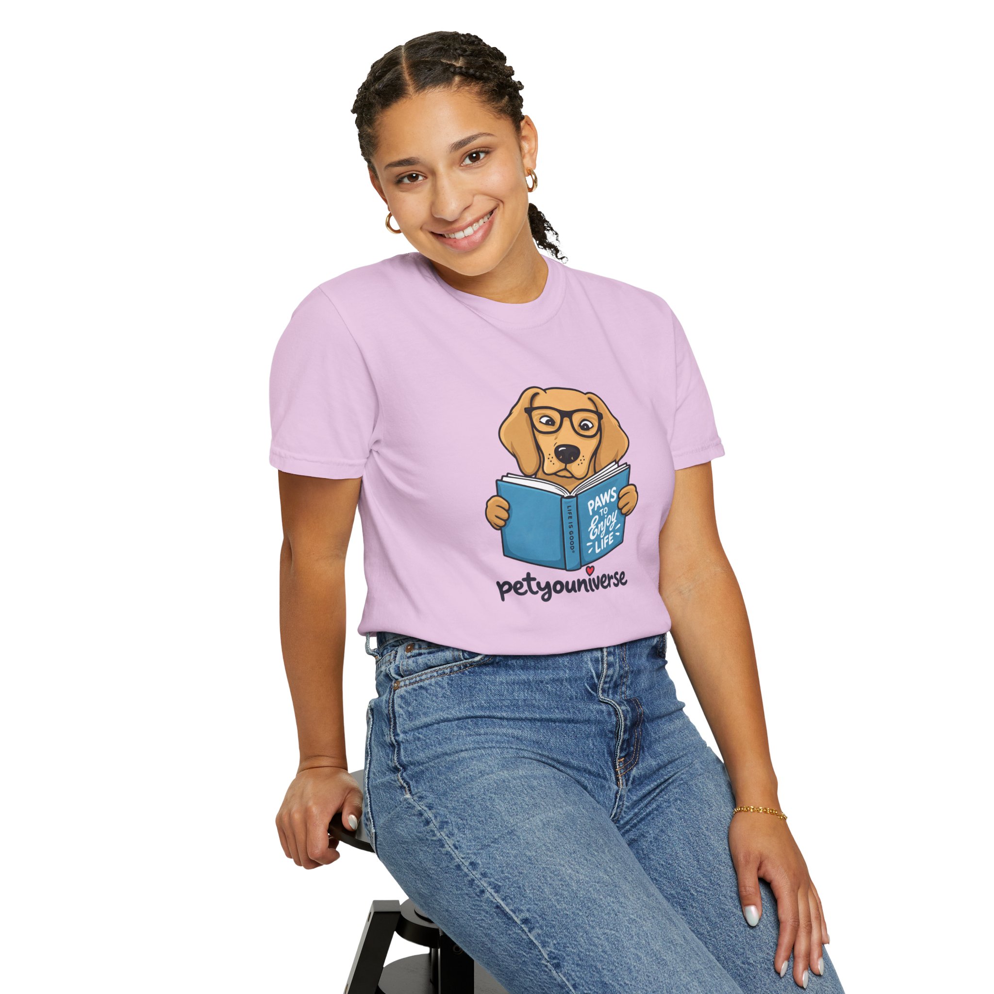 Dog Reading T-Shirt — "Paws & Books" Cute Booklover Pup Tee - Image 69