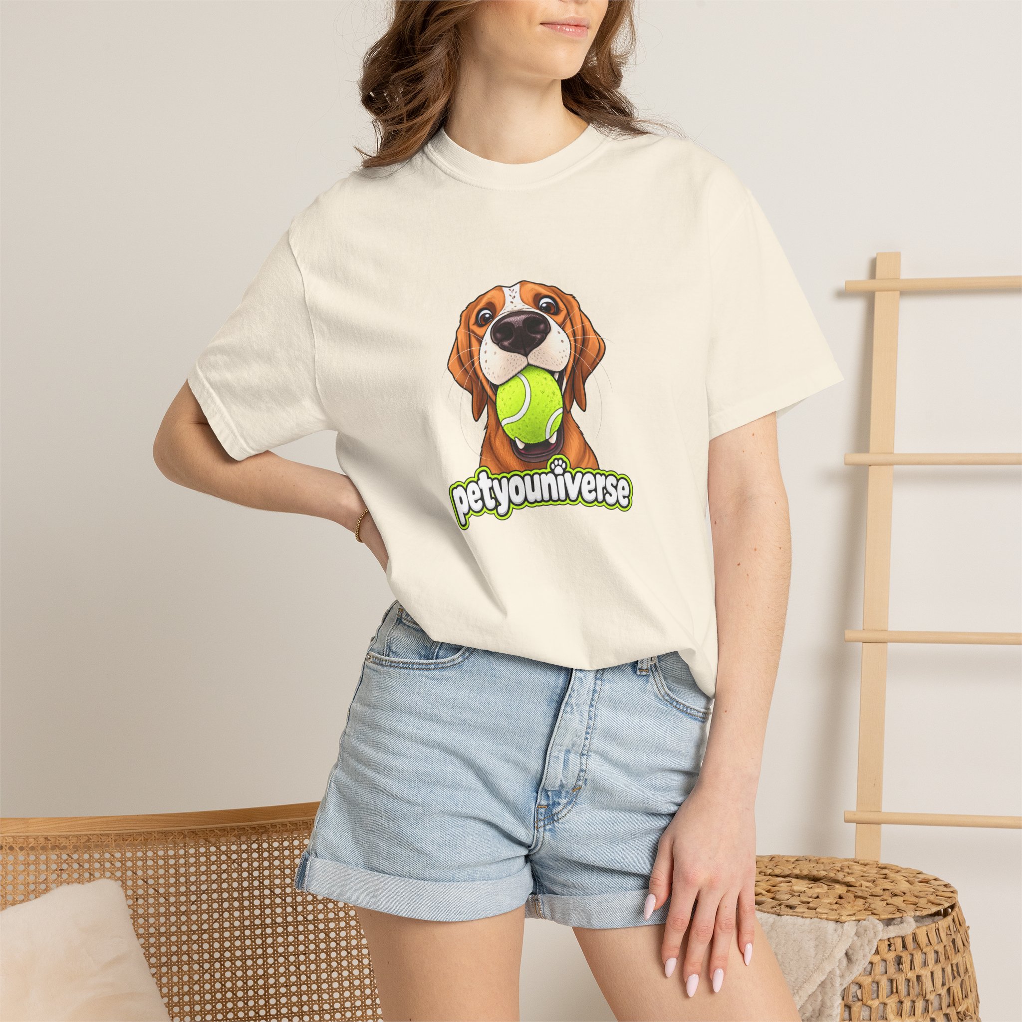 PetYoUniverse Tee — Cute Dog Holding Tennis Ball Graphic T‑Shirt - Image 2