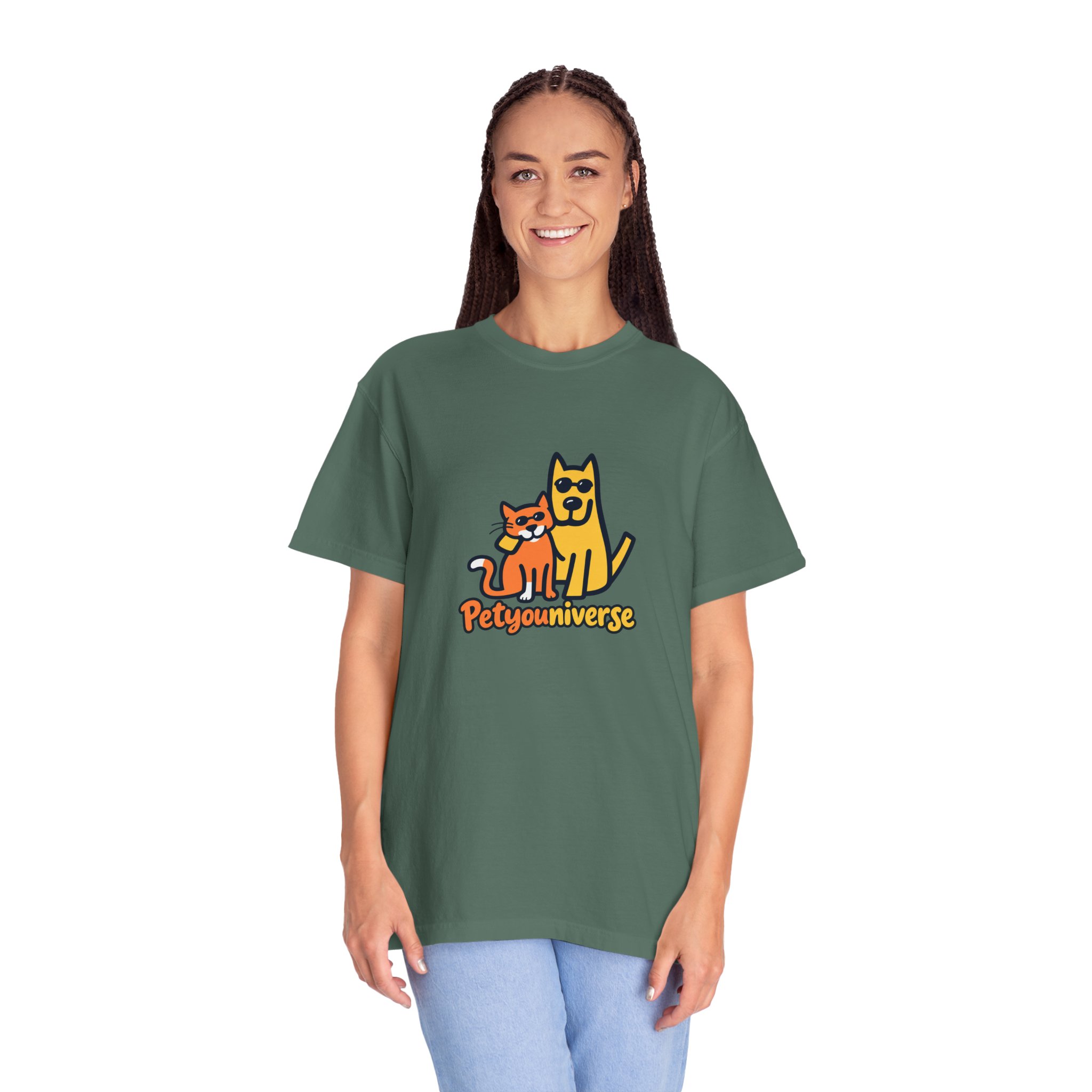 PetyoUniverse Cute Cat & Dog Graphic T-Shirt — Vintage Garment-Dyed Tee for Pet Lovers - Image 86