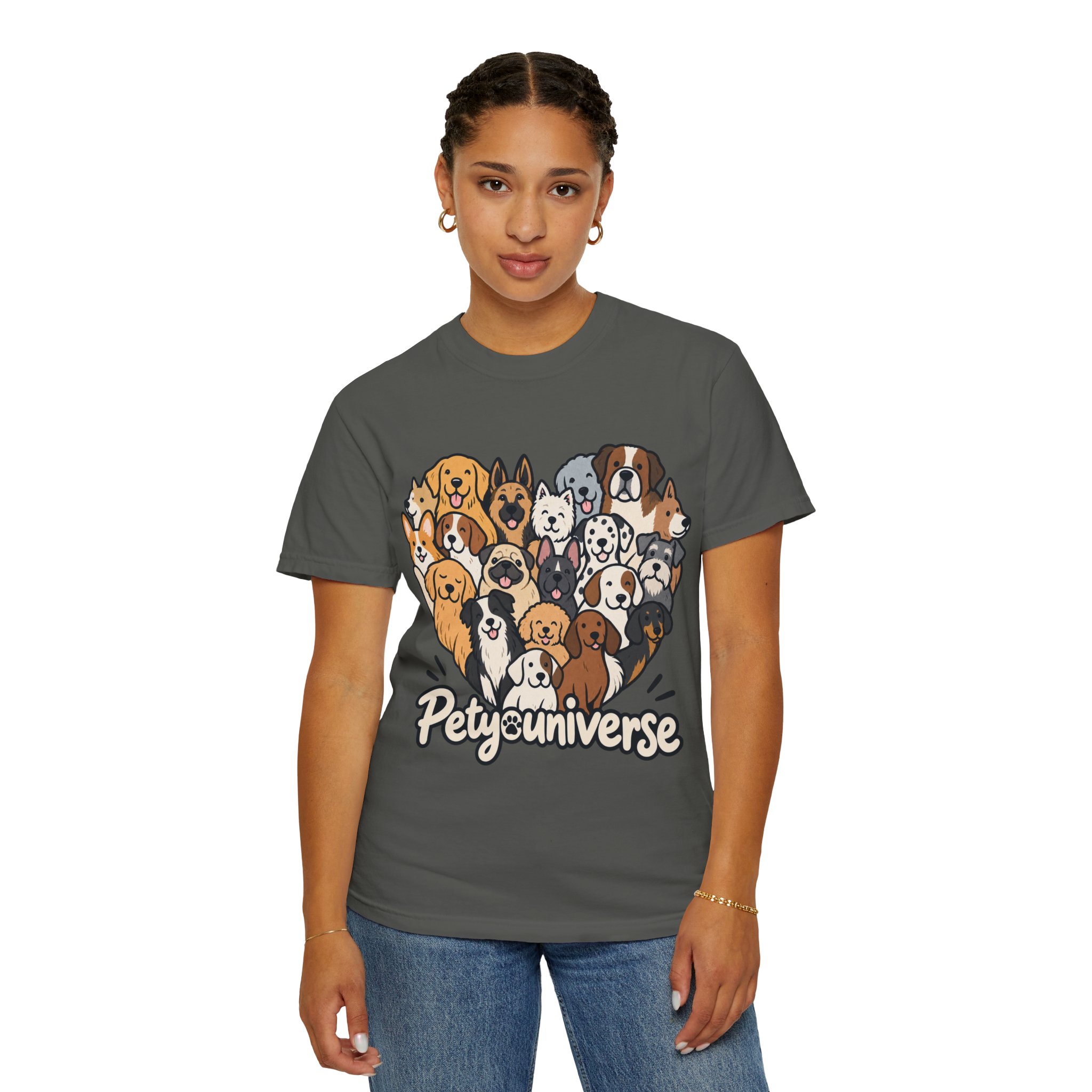 Dog Lover Cartoon T-Shirt — "Pety Universe" Graphic Tee - Image 76