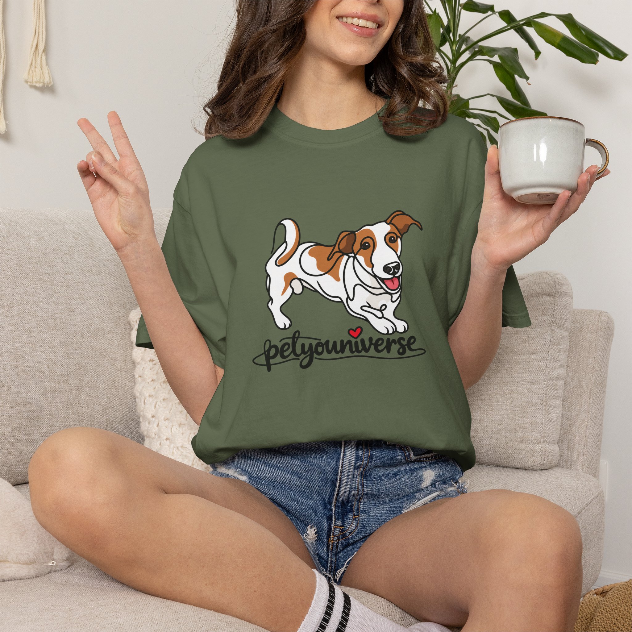 Dog Cartoon T-Shirt — "PetYoUniverse" Playful Jack Russell Tee - Image 48