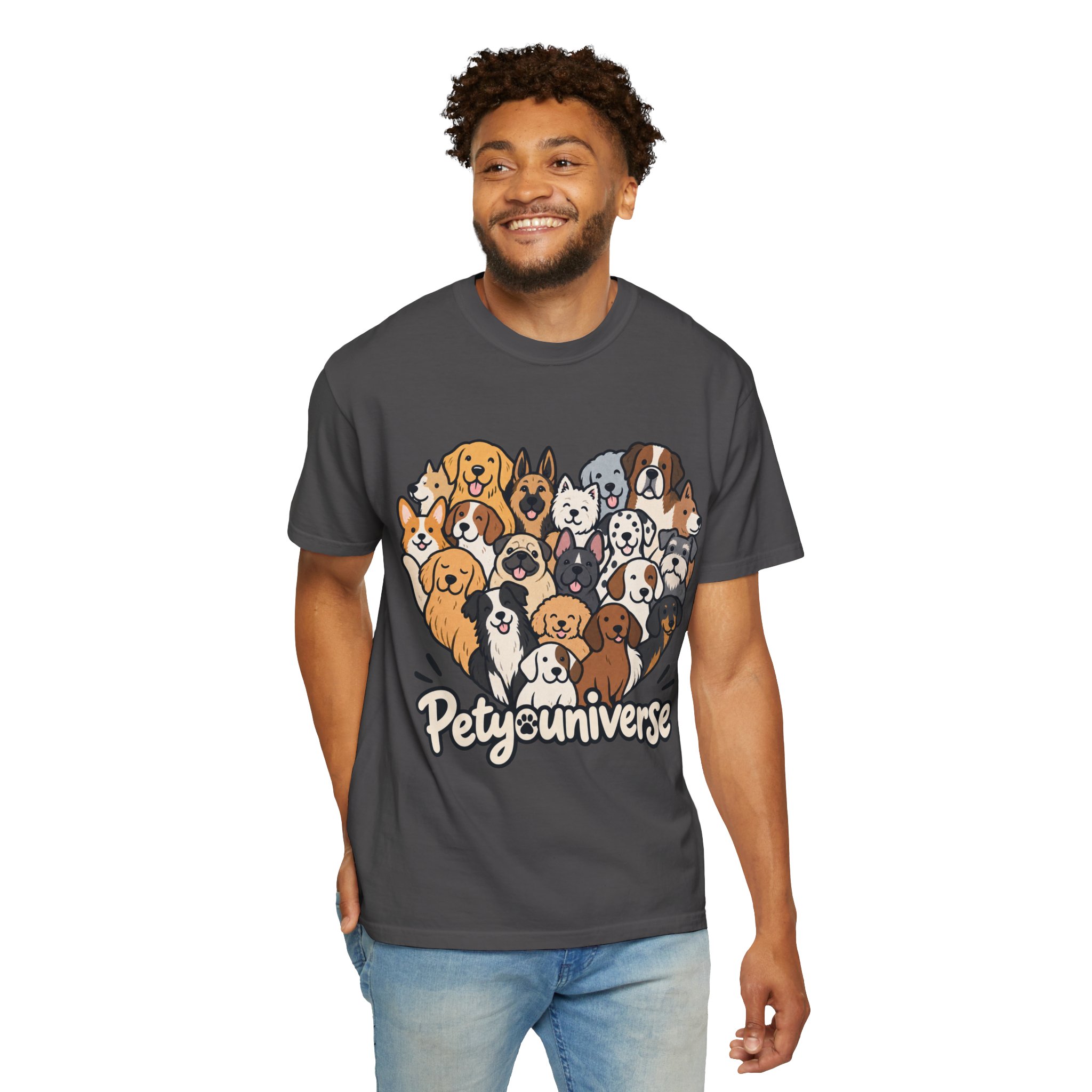 Dog Lover Cartoon T-Shirt — "Pety Universe" Graphic Tee - Image 128