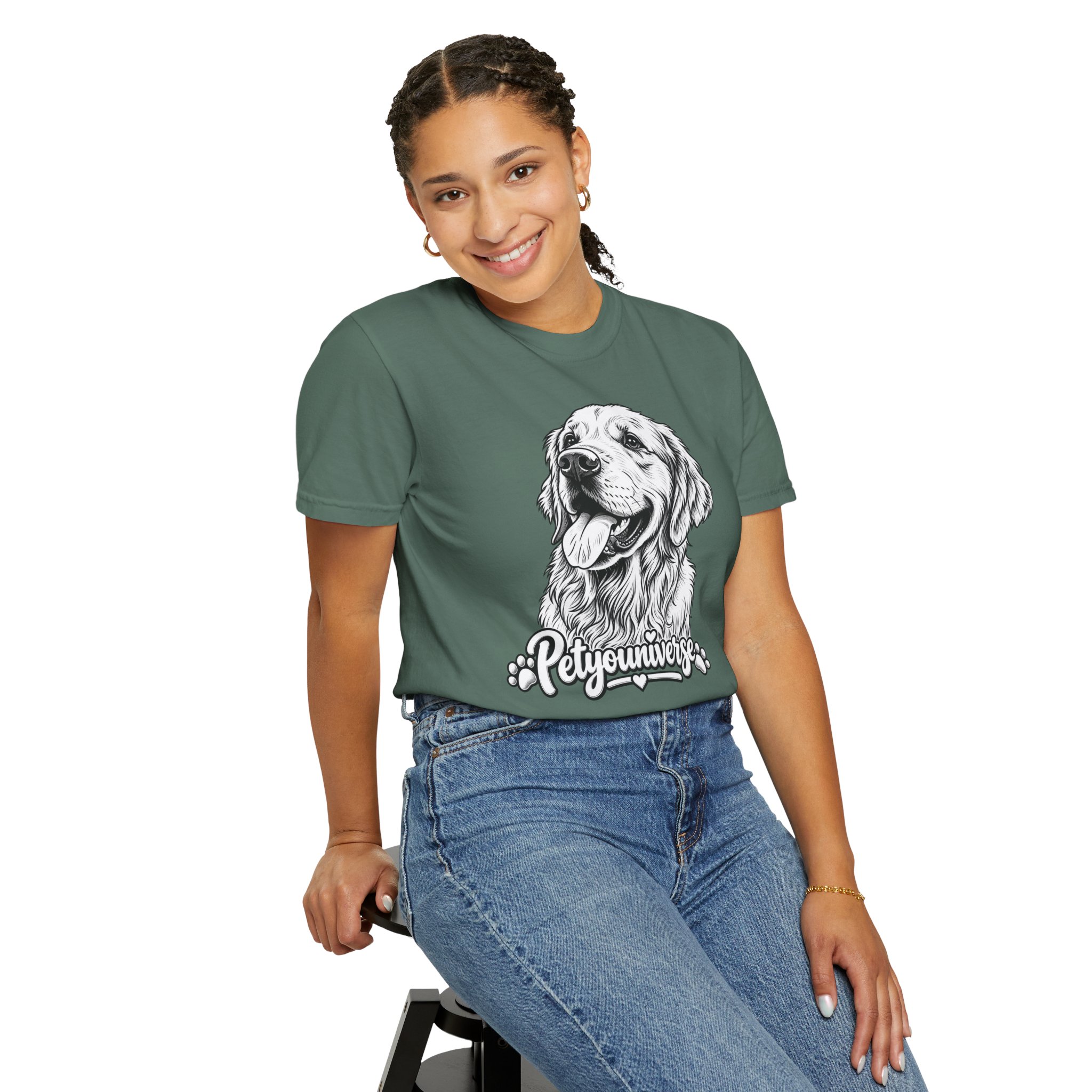 PetYoUniverse Golden Retriever Graphic T-Shirt — Cute Dog Portrait Tee - Image 69