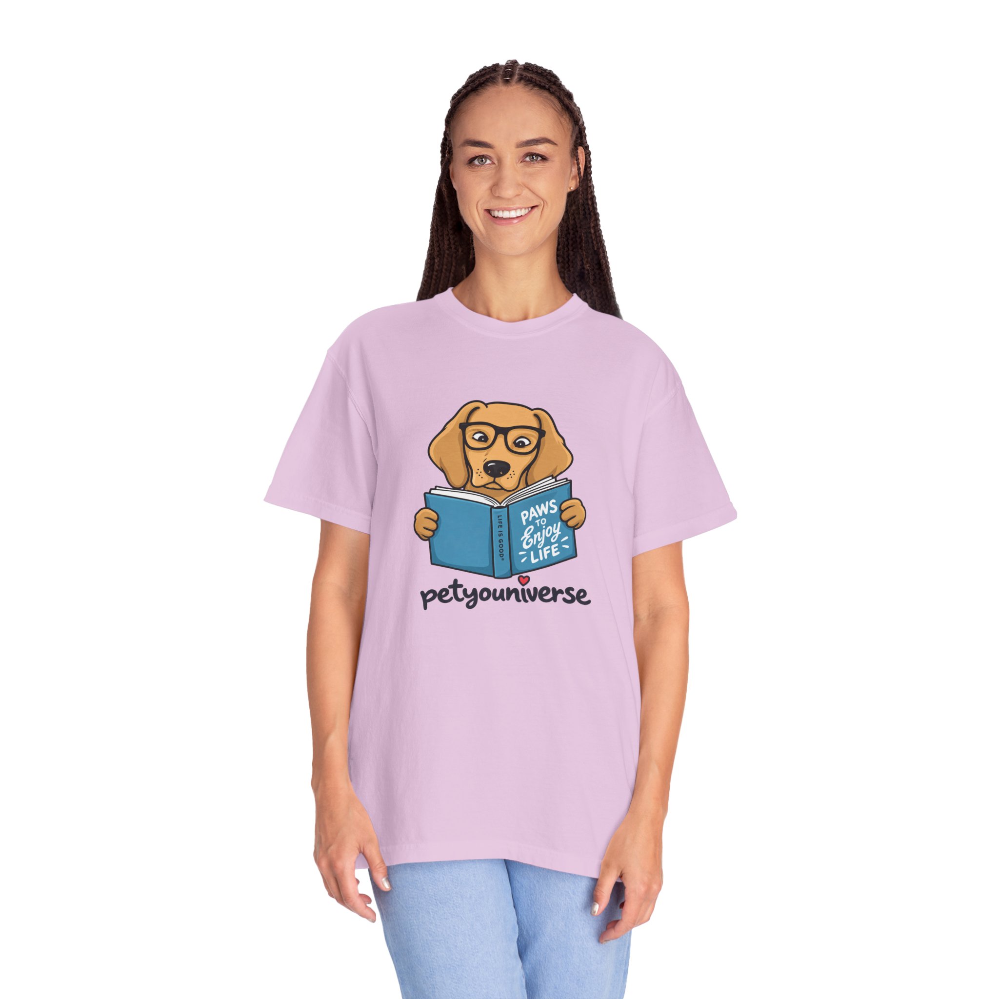 Dog Reading T-Shirt — "Paws & Books" Cute Booklover Pup Tee - Image 68