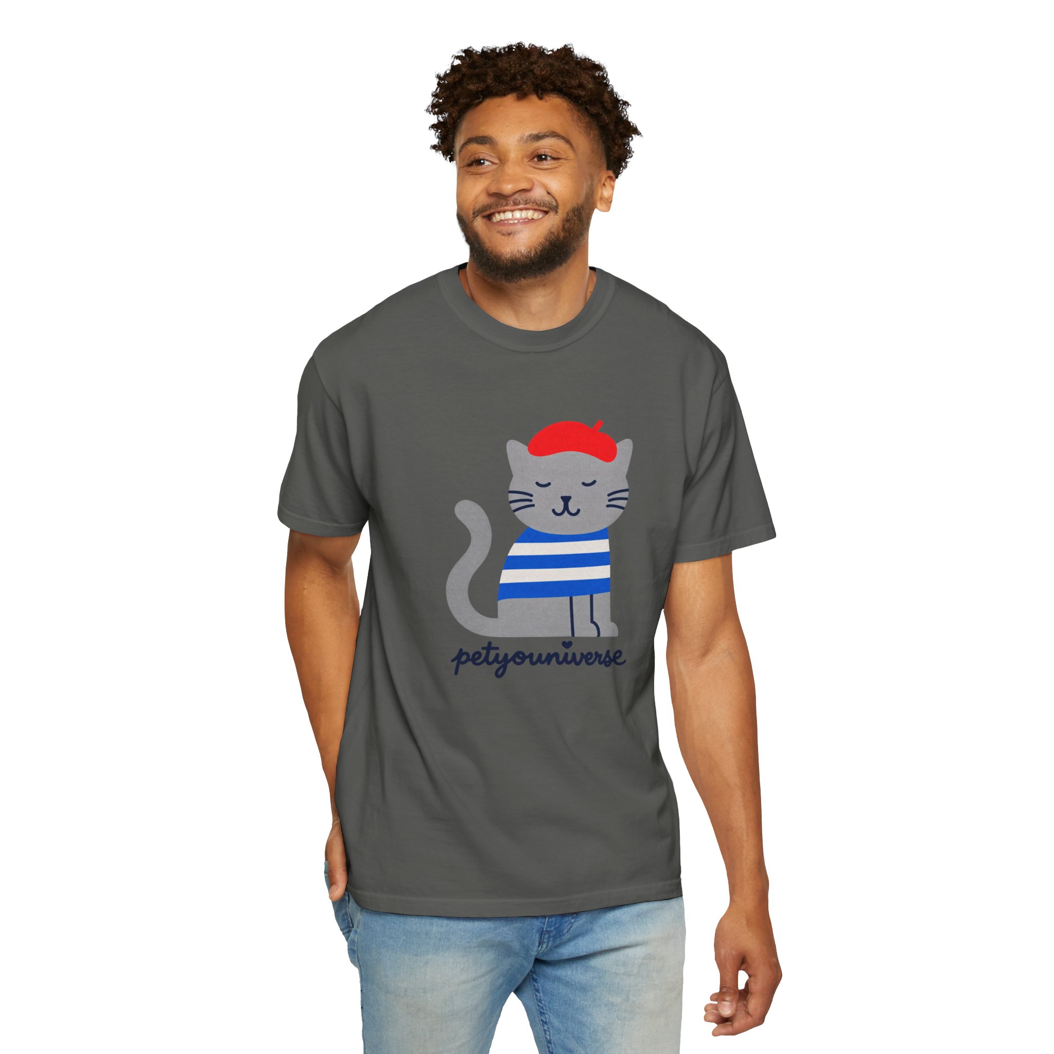 Cat Graphic T-Shirt — "petiyouniverse" Cute French Cat Tee - Image 43