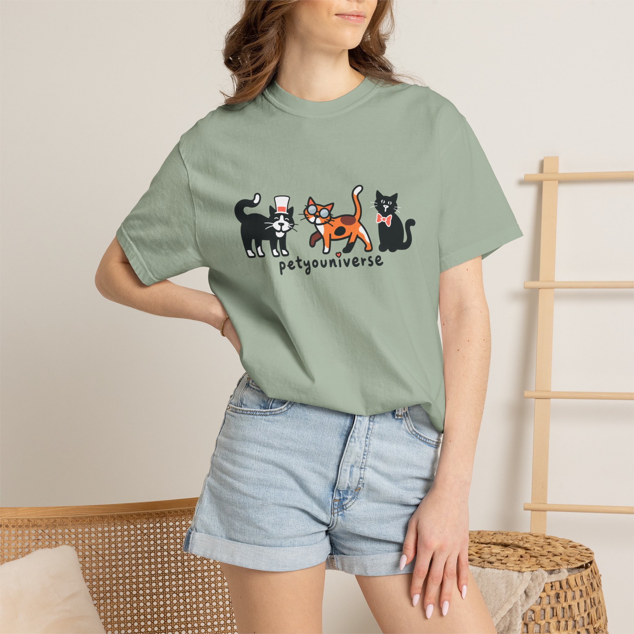 Cat Crew Graphic T-Shirt — "petgouriverse" Cute Cartoon Cats Tee - Image 38