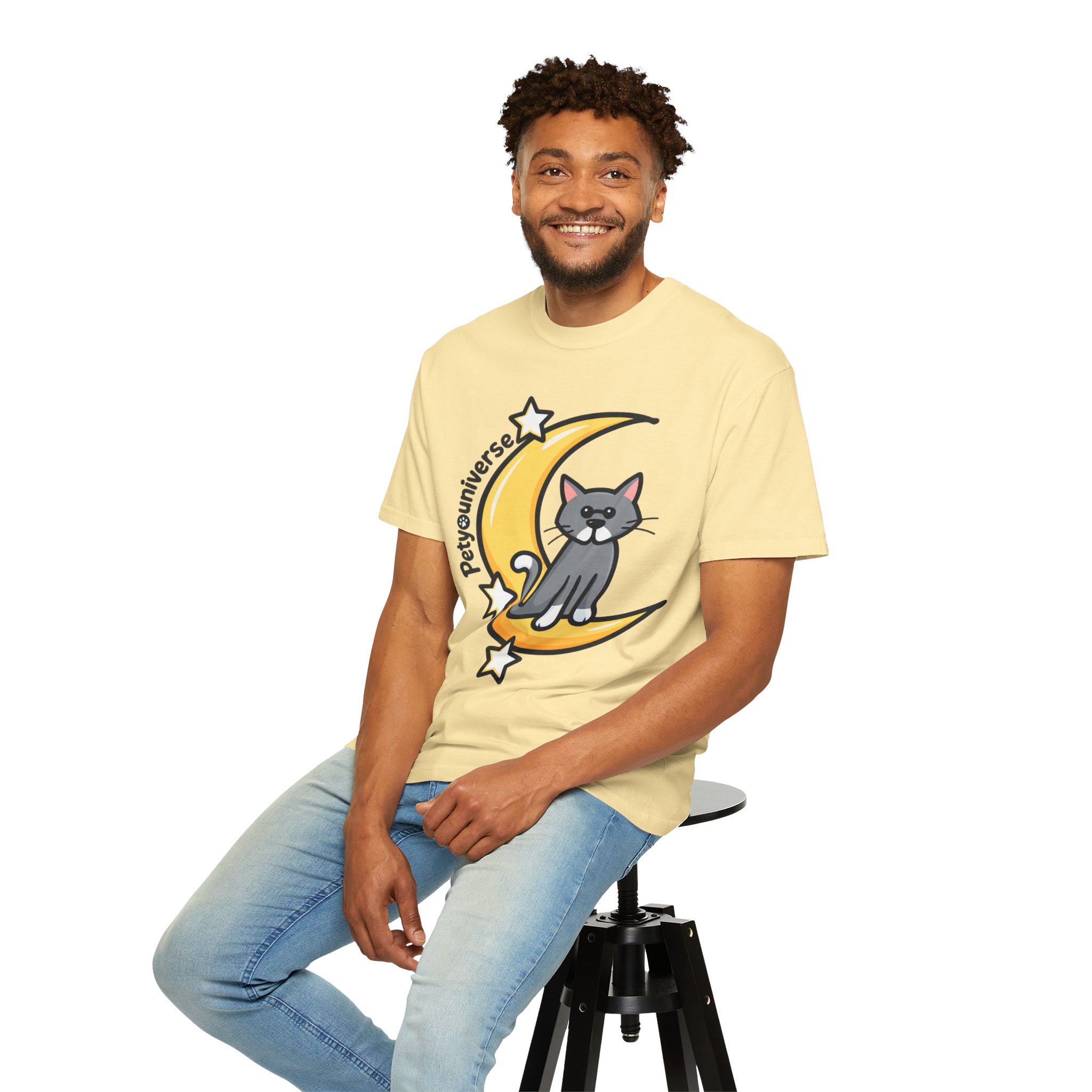 Cat on the Moon T-Shirt — "PetYoUniverse" Cute Cat Graphic Tee - Image 26