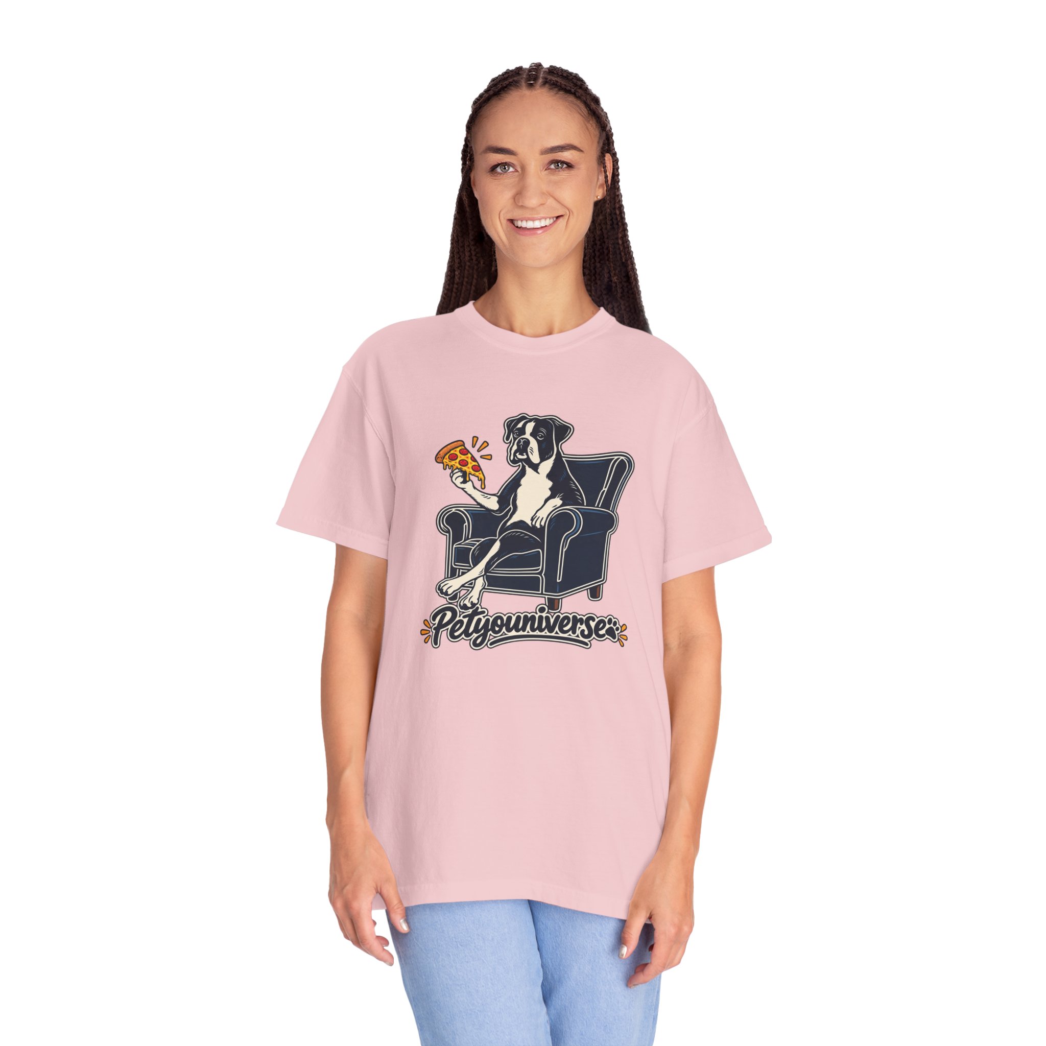 T-Shirt — PetYoUniverse Dog on Armchair with Pizza Graphic - Image 104