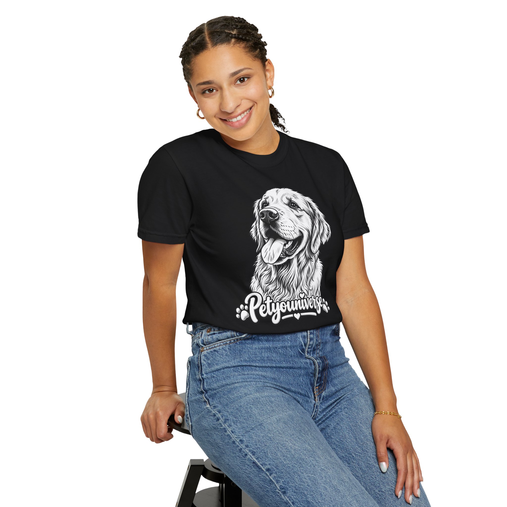 PetYoUniverse Golden Retriever Graphic T-Shirt — Cute Dog Portrait Tee - Image 87