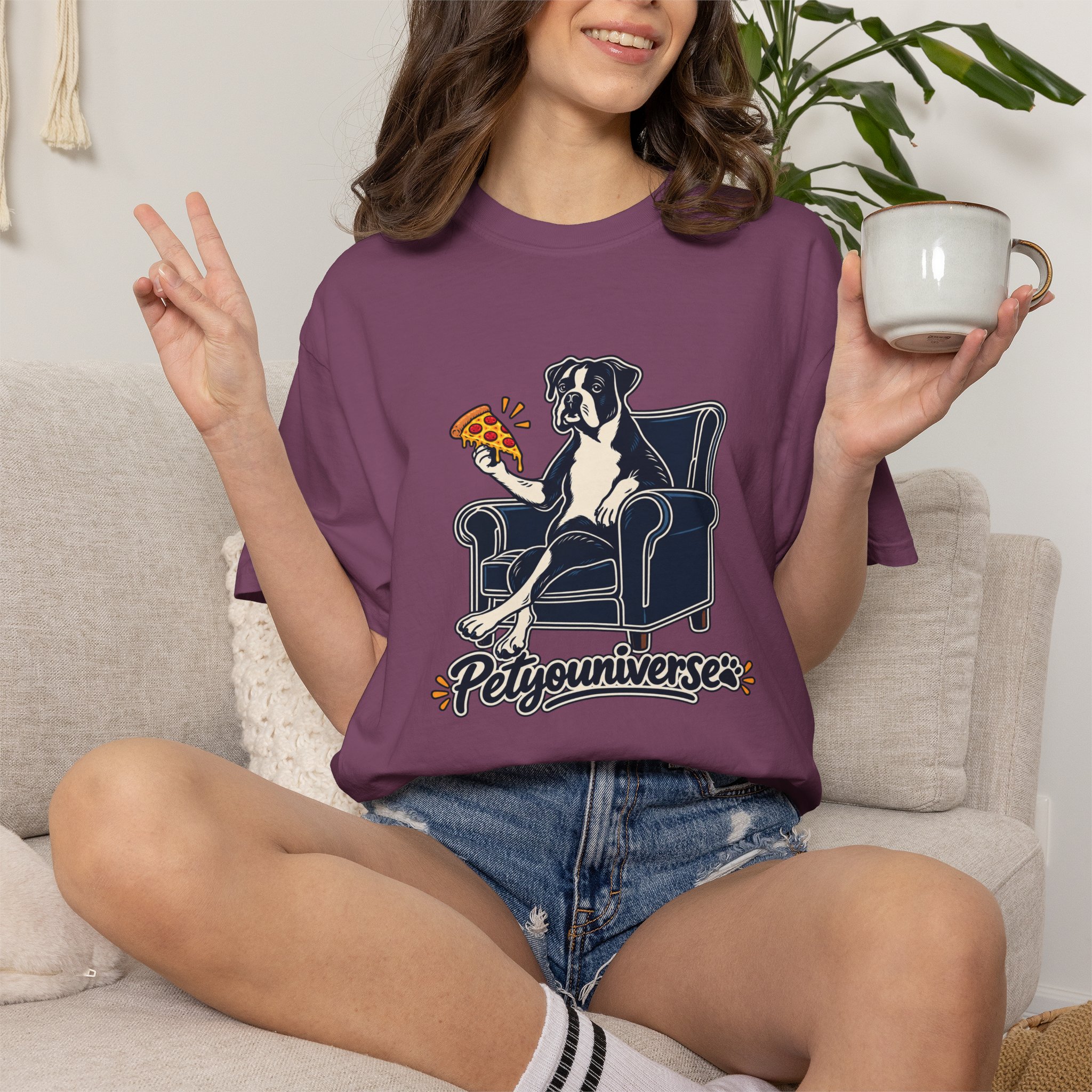 T-Shirt — PetYoUniverse Dog on Armchair with Pizza Graphic - Image 120
