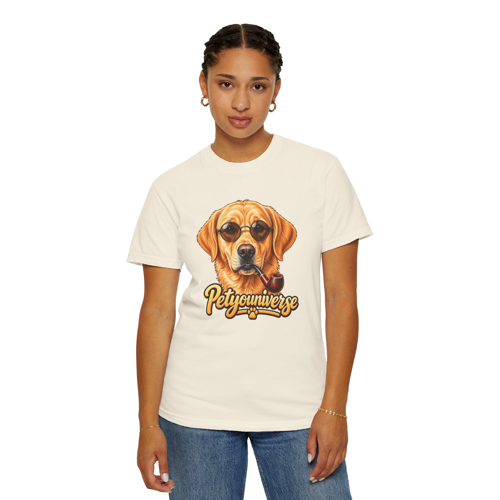 Dog Graphic T-Shirt — 'PetYoUniverse' Yellow Lab Portrait Tee - Image 14