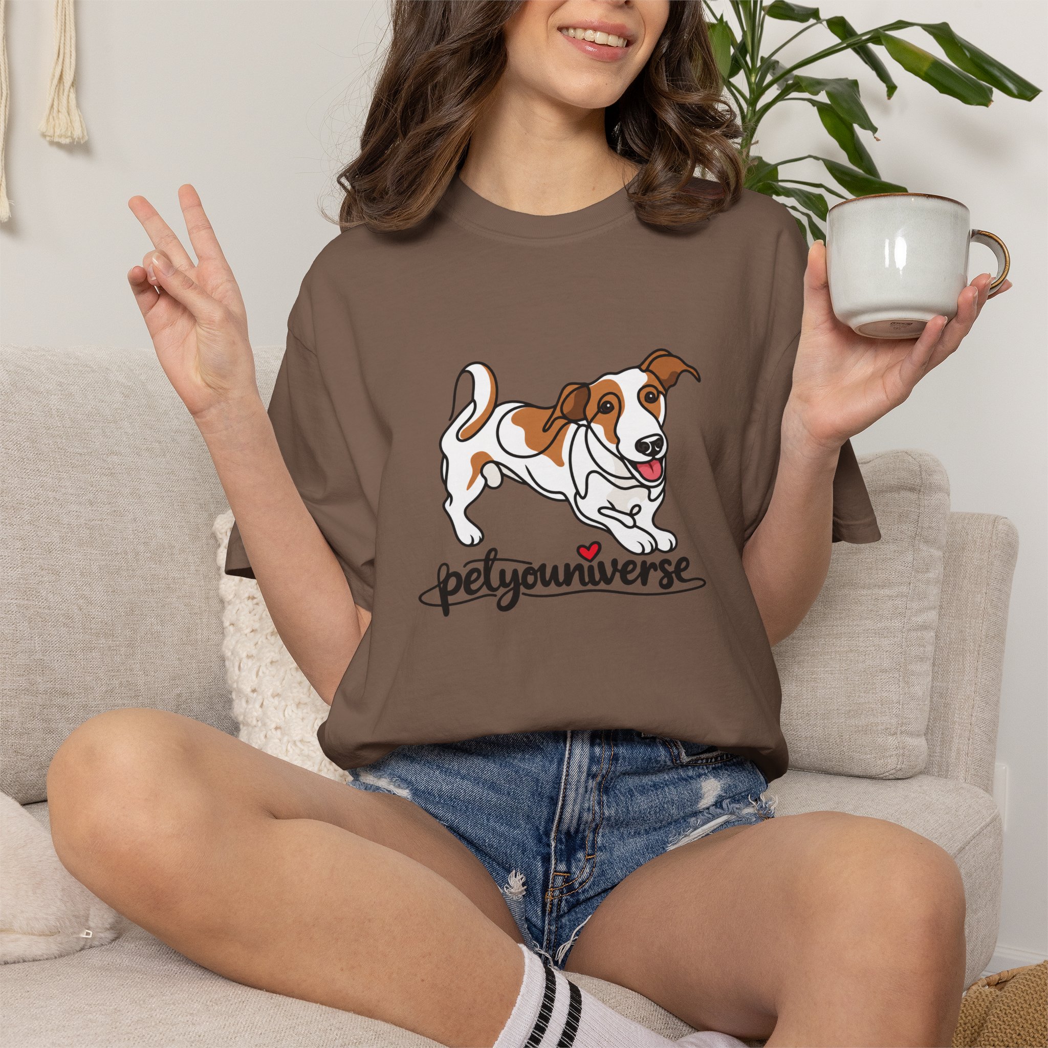 Dog Cartoon T-Shirt — "PetYoUniverse" Playful Jack Russell Tee - Image 30