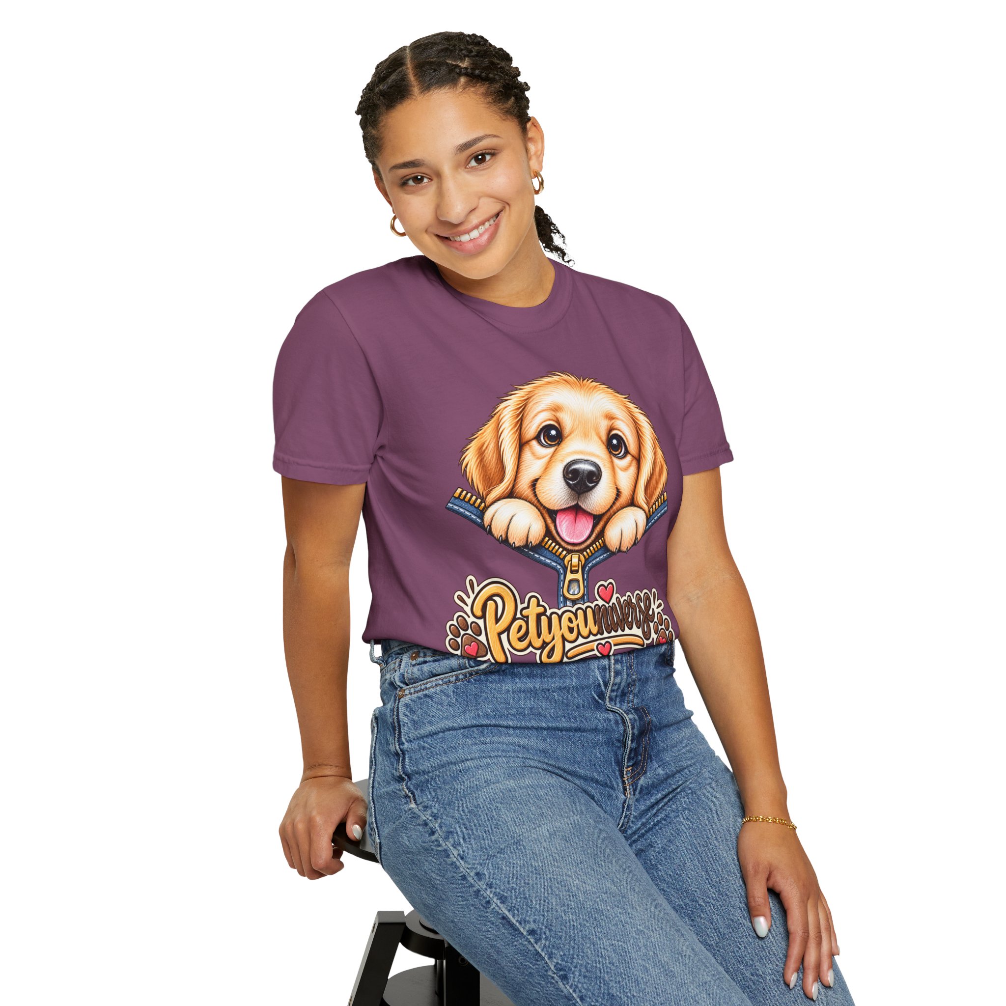 Golden Retriever Puppy "PetYoUniverse" T-Shirt - Image 123