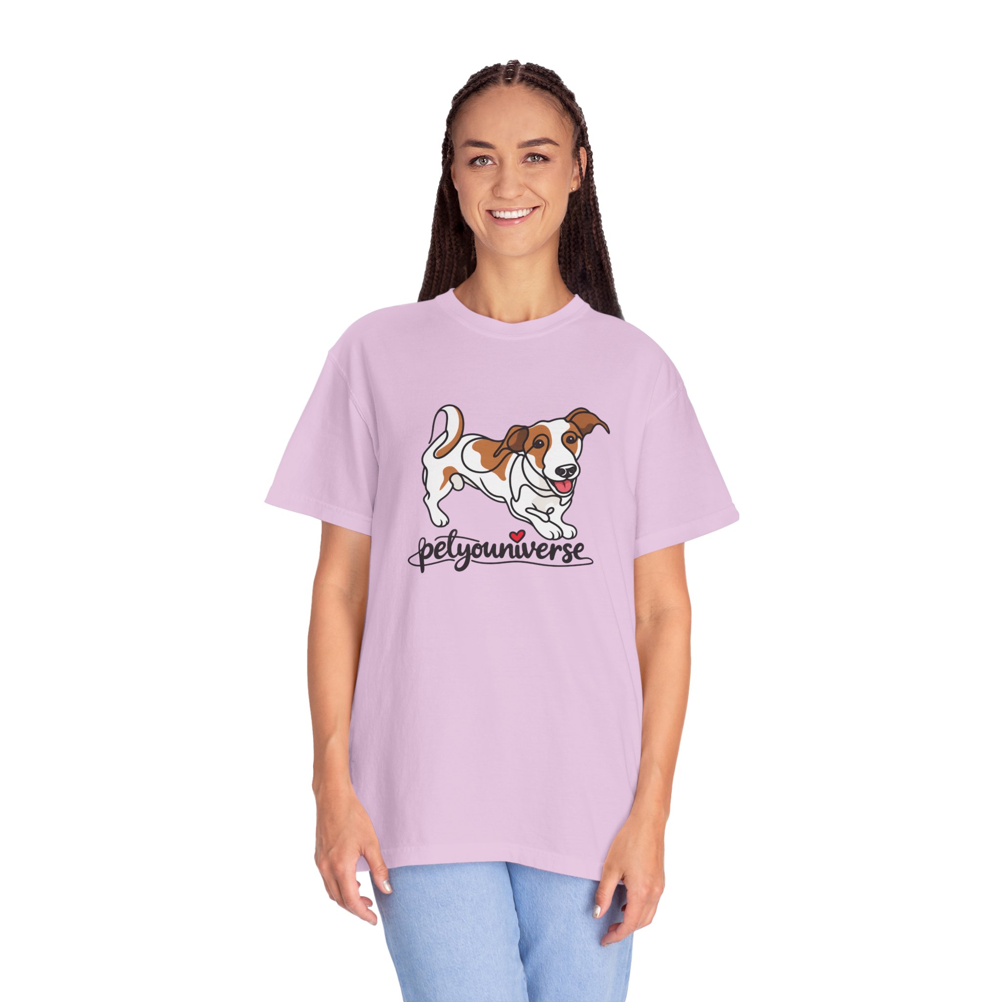Dog Cartoon T-Shirt — "PetYoUniverse" Playful Jack Russell Tee - Image 104