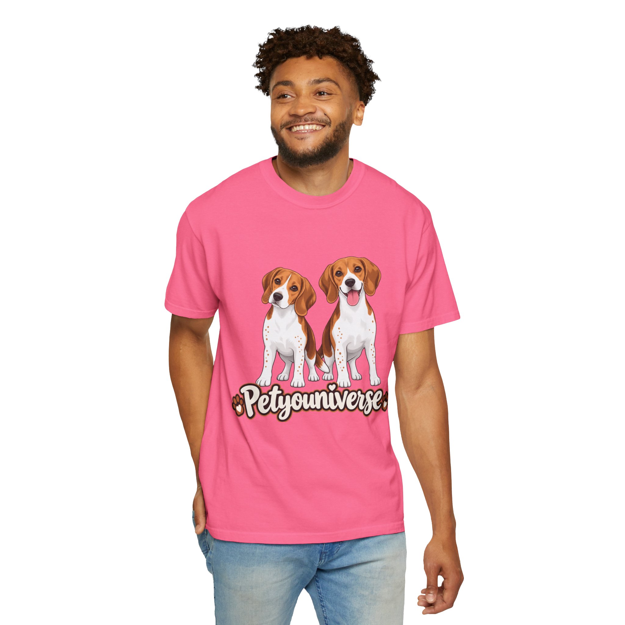 Beagle Lovers T-Shirt — 'PetYoUniverse' Cute Cartoon Duo Dog Tee - Image 88