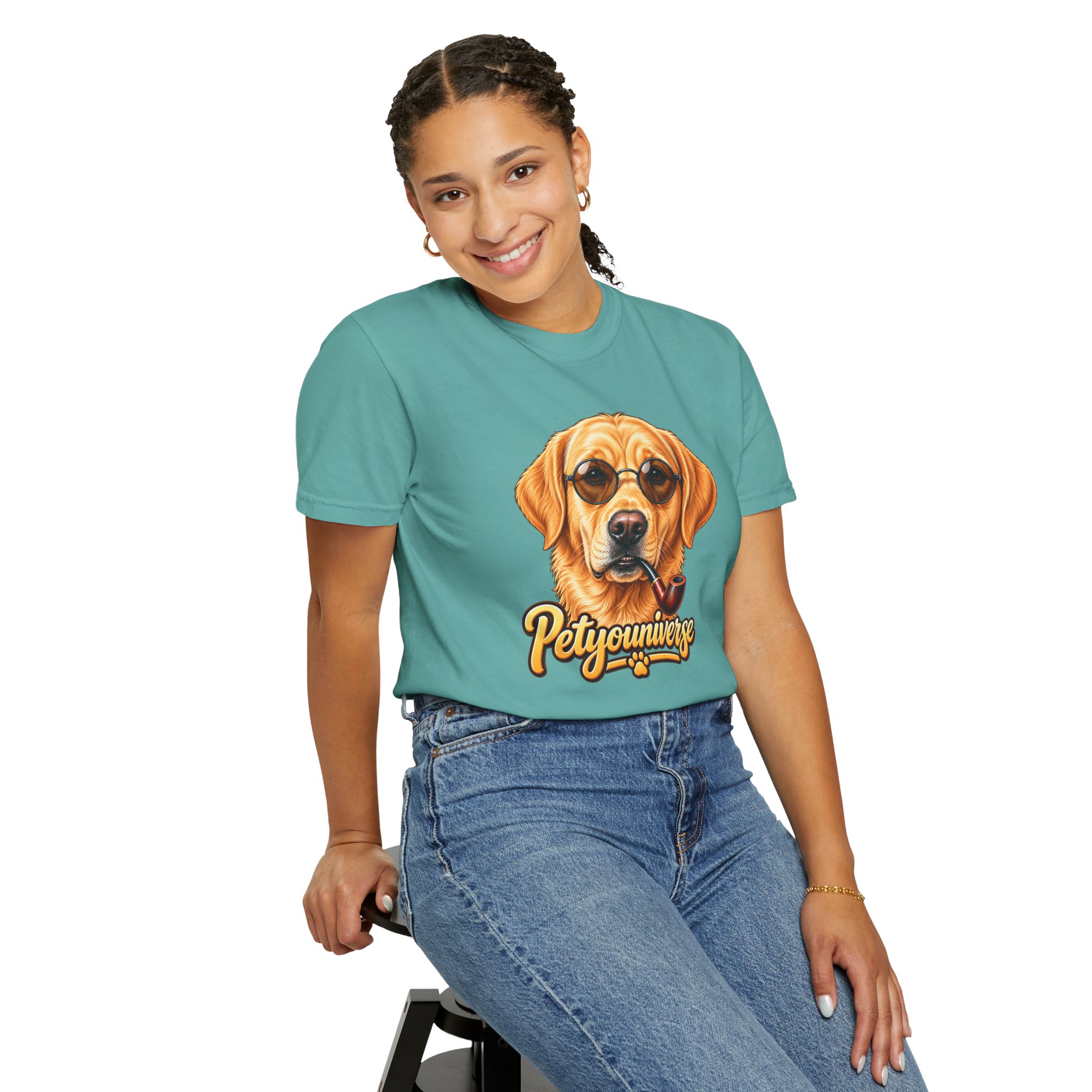 Dog Graphic T-Shirt — 'PetYoUniverse' Yellow Lab Portrait Tee - Image 96