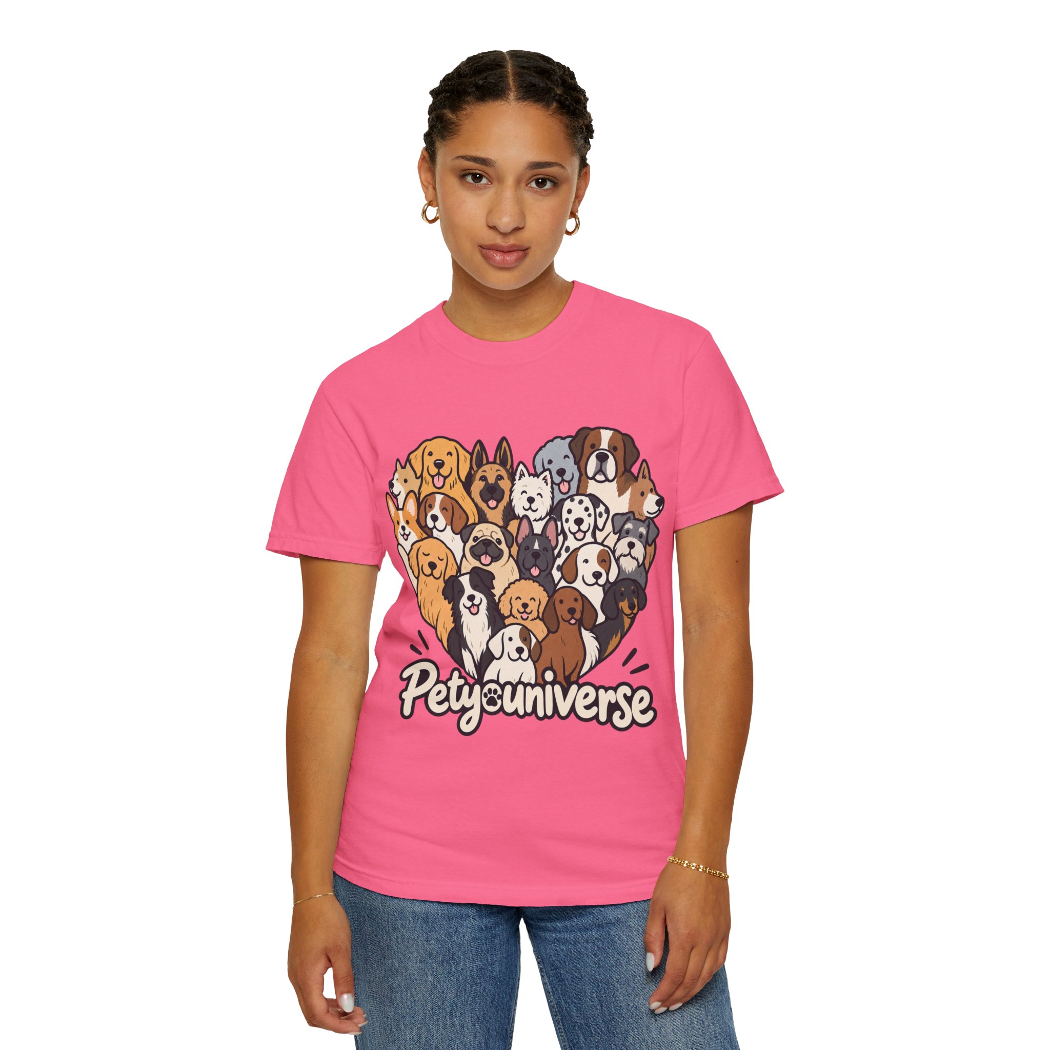 Dog Lover Cartoon T-Shirt — "Pety Universe" Graphic Tee - Image 146