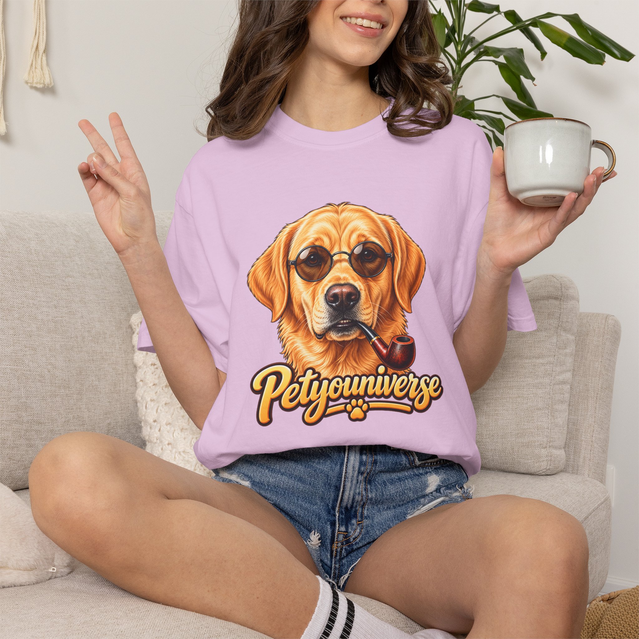 Dog Graphic T-Shirt — 'PetYoUniverse' Yellow Lab Portrait Tee - Image 111