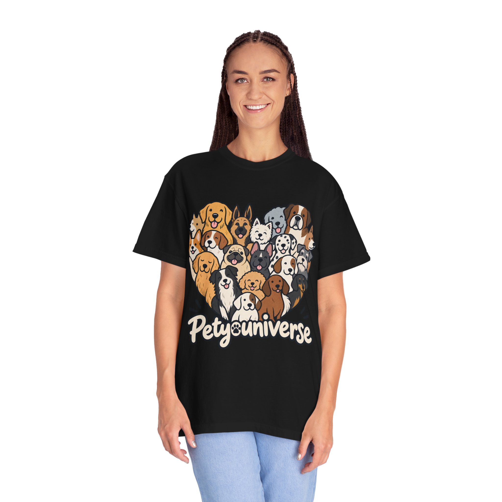 Dog Lover Cartoon T-Shirt — "Pety Universe" Graphic Tee - Image 135