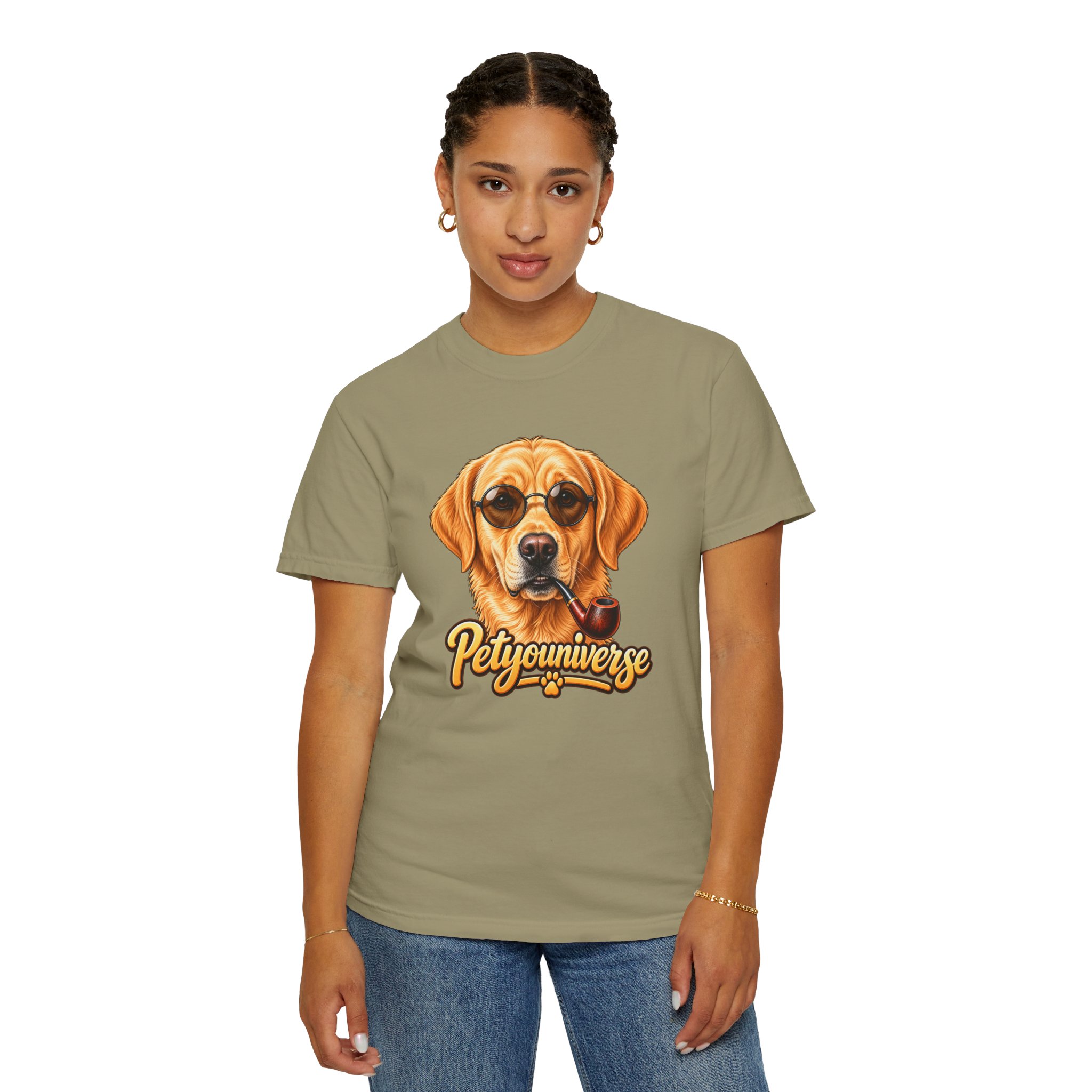 Dog Graphic T-Shirt — 'PetYoUniverse' Yellow Lab Portrait Tee - Image 41