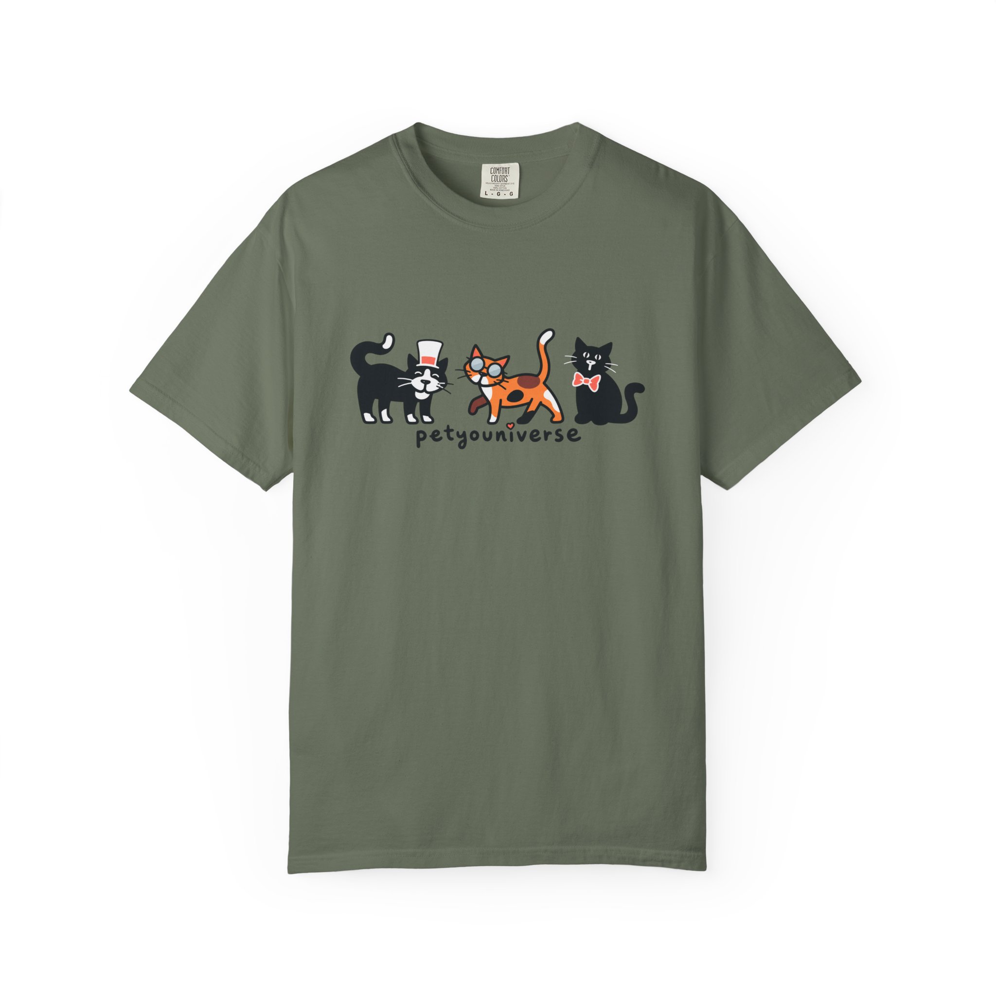 Cat Crew Graphic T-Shirt — "petgouriverse" Cute Cartoon Cats Tee - Image 46