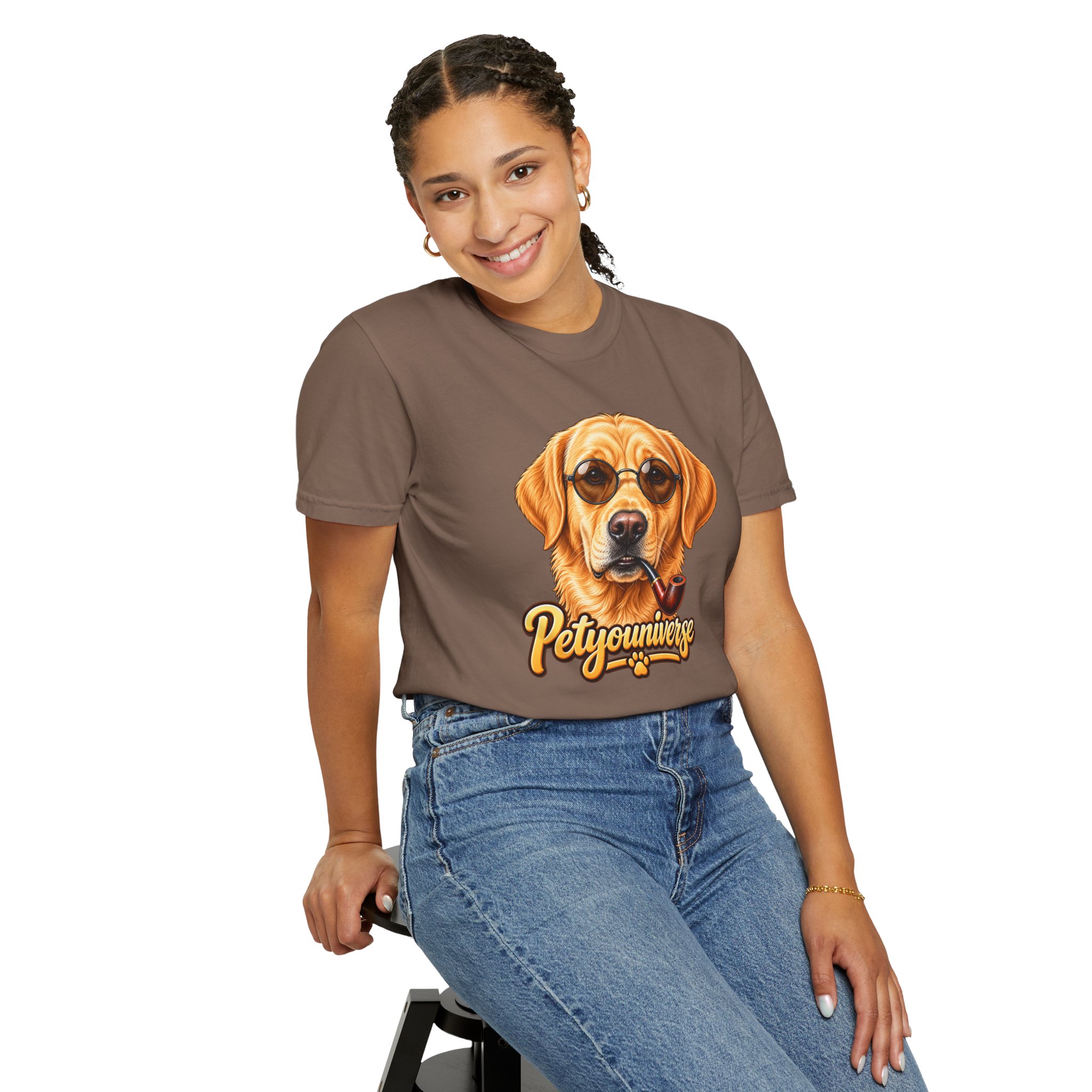 Dog Graphic T-Shirt — 'PetYoUniverse' Yellow Lab Portrait Tee - Image 51