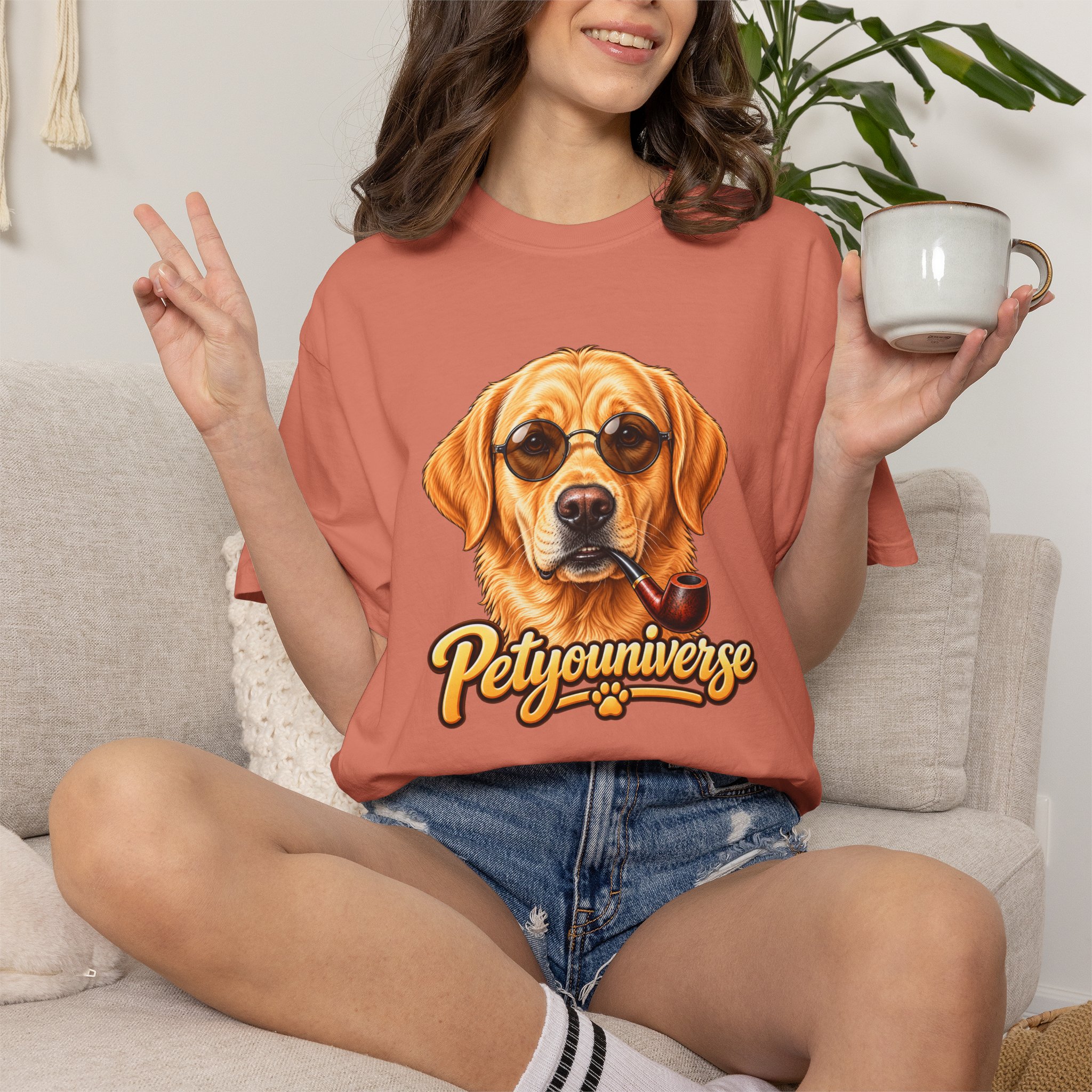 Dog Graphic T-Shirt — 'PetYoUniverse' Yellow Lab Portrait Tee - Image 3