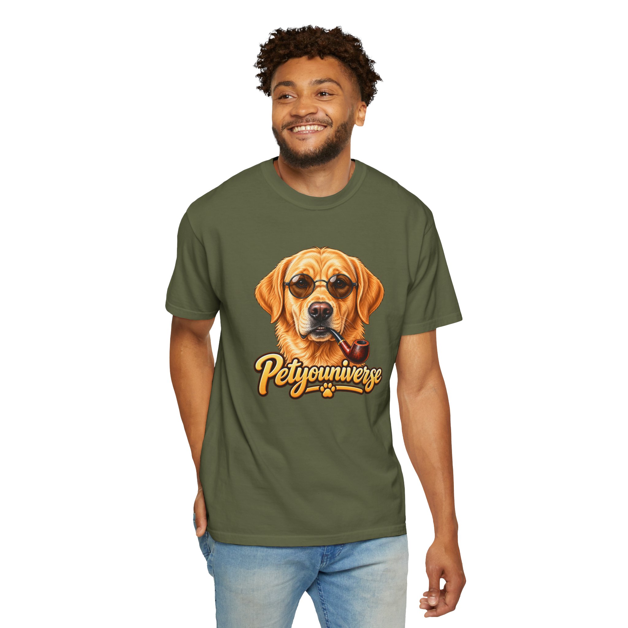 Dog Graphic T-Shirt — 'PetYoUniverse' Yellow Lab Portrait Tee - Image 70